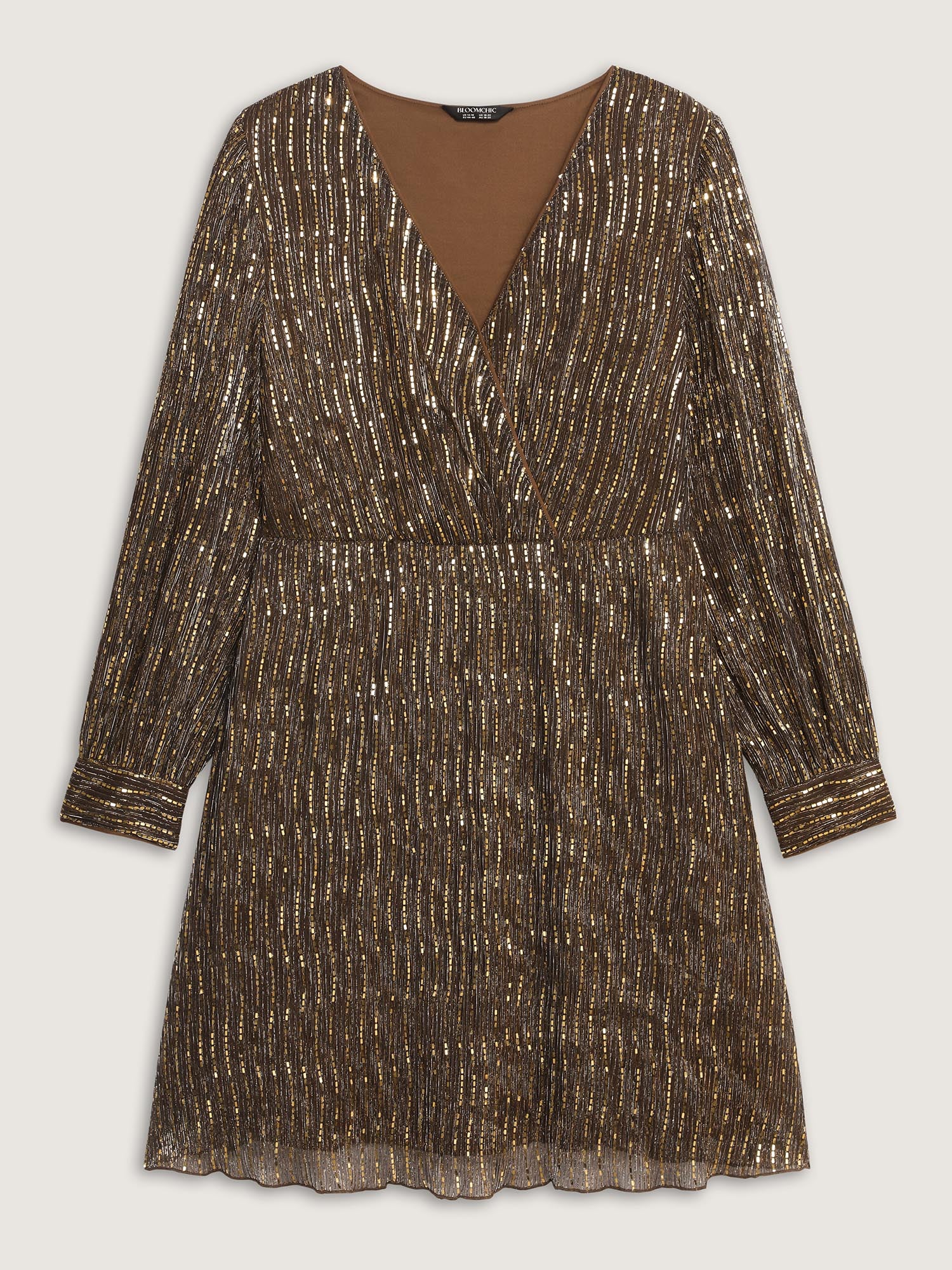 Glitter Surplice Neck Knee Dress - Image 5