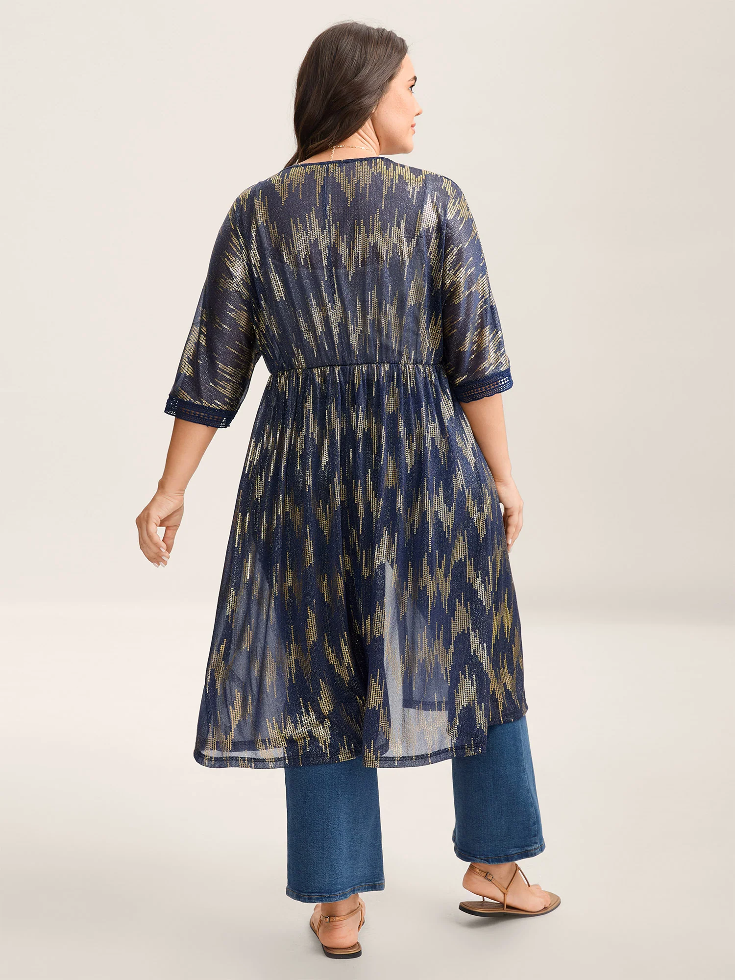 Glitter Tassels Webbed Open Front Kimono - Image 4