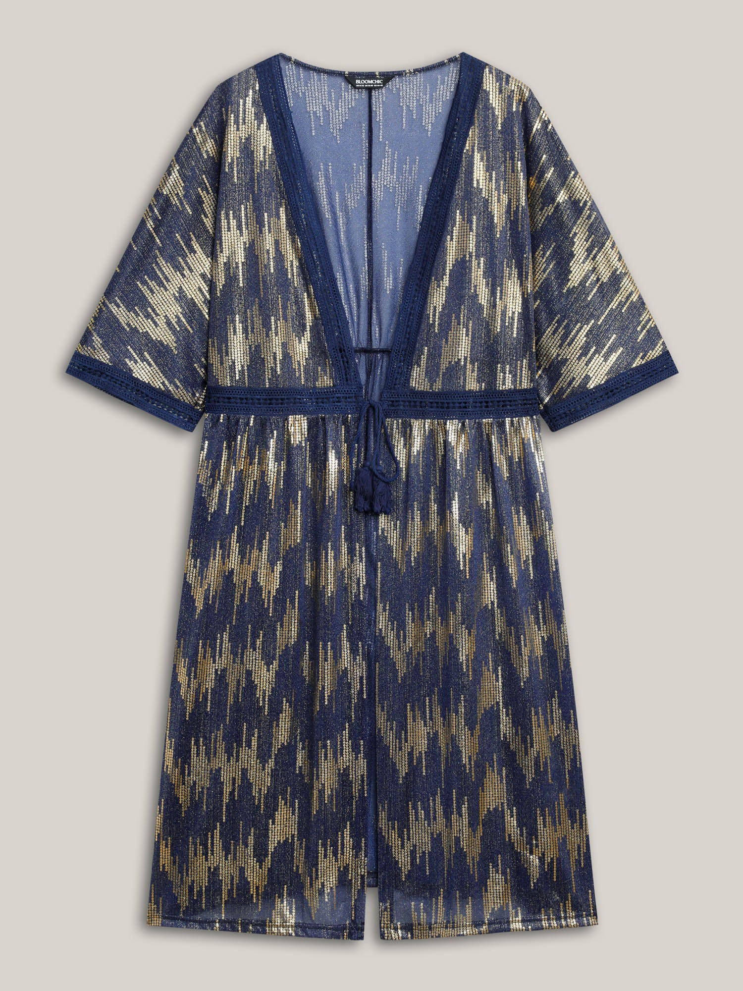 Glitter Tassels Webbed Open Front Kimono - Image 5