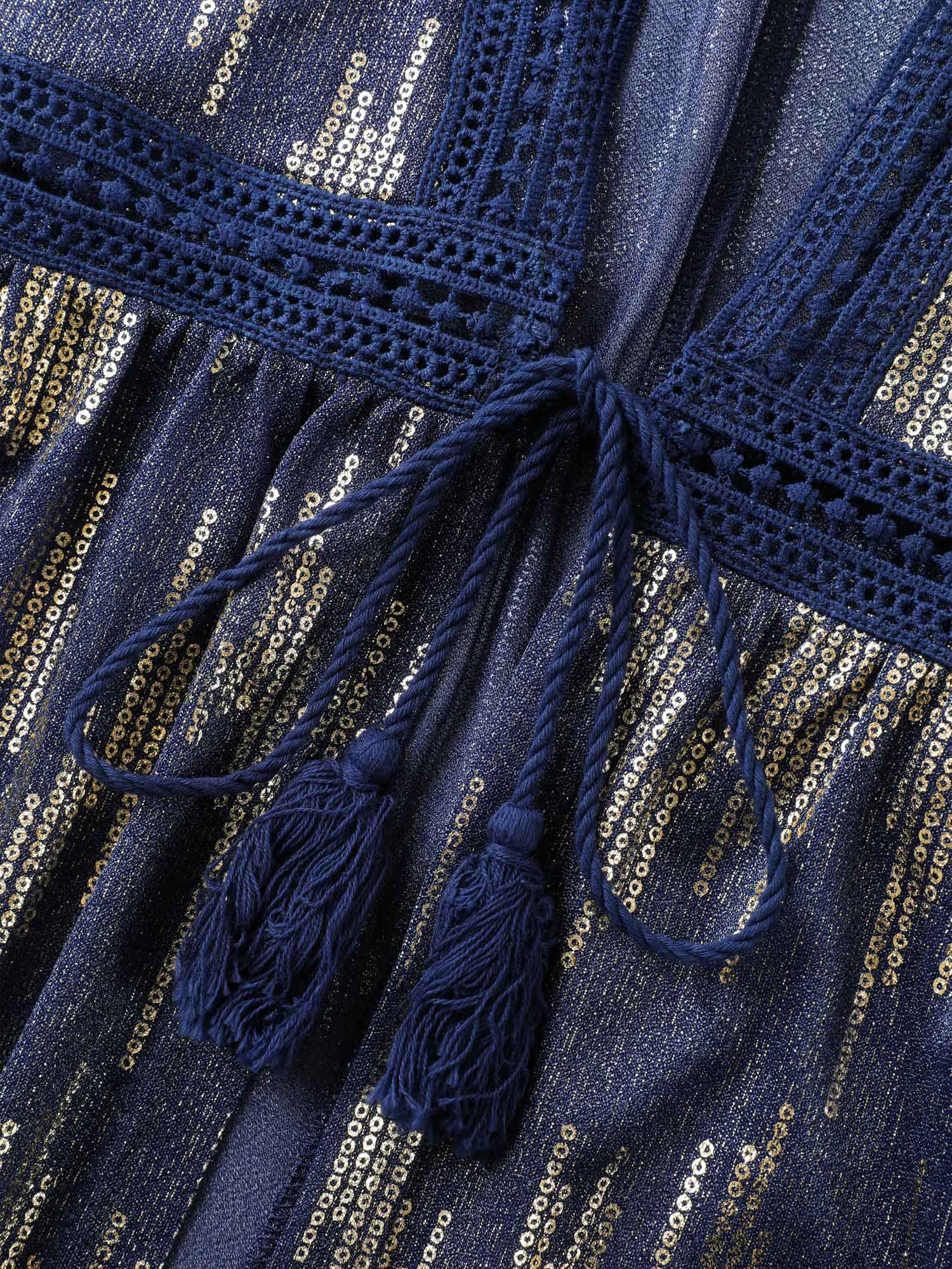 Glitter Tassels Webbed Open Front Kimono - Image 6