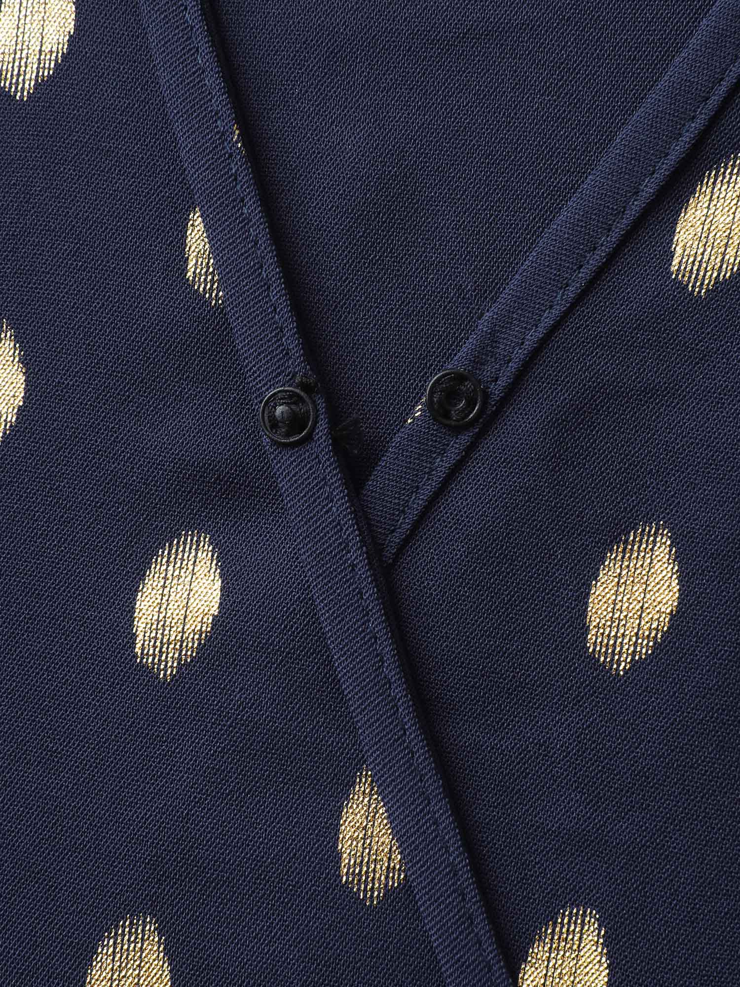 Gold Polka Dots Waist-Defining Midi Dress - Image 5