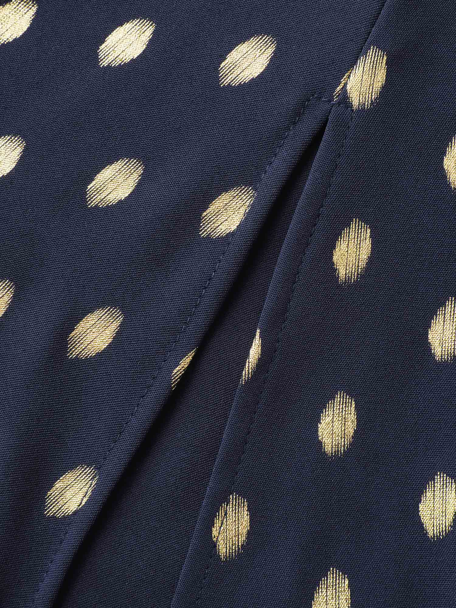 Gold Polka Dots Waist-Defining Midi Dress - Image 6