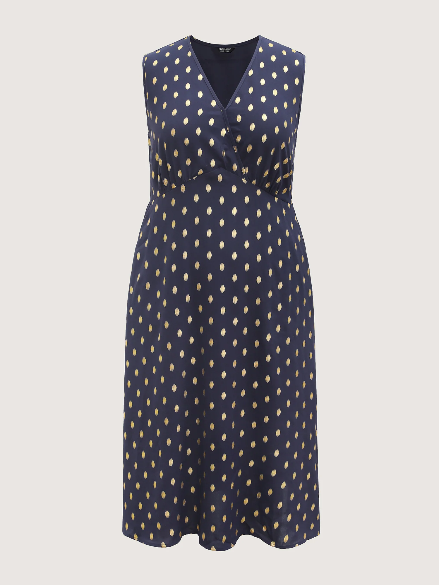Gold Polka Dots Waist-Defining Midi Dress - Image 7