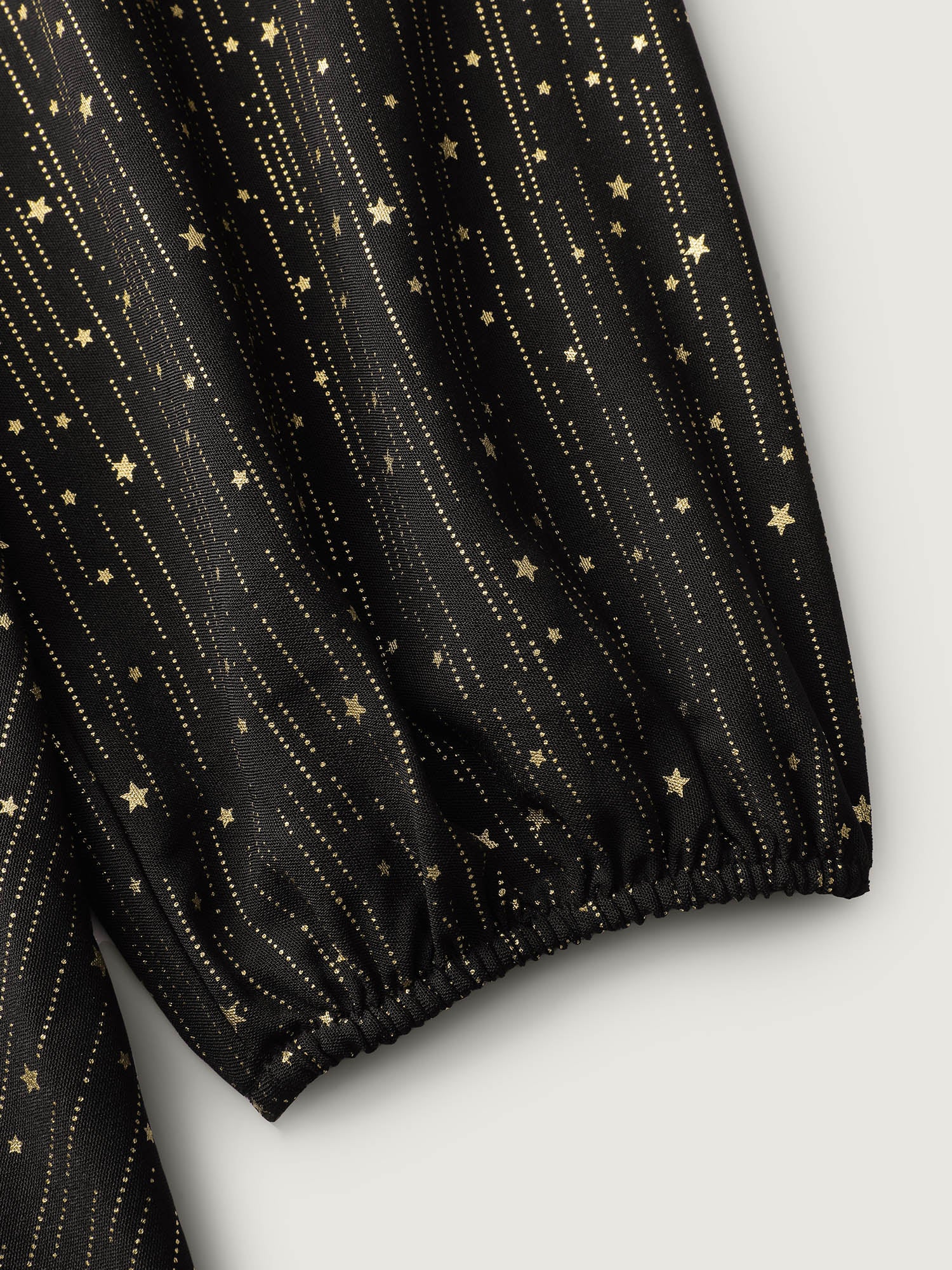 Gold Stamp Ruched Neckline Flowy Blouse - Image 6