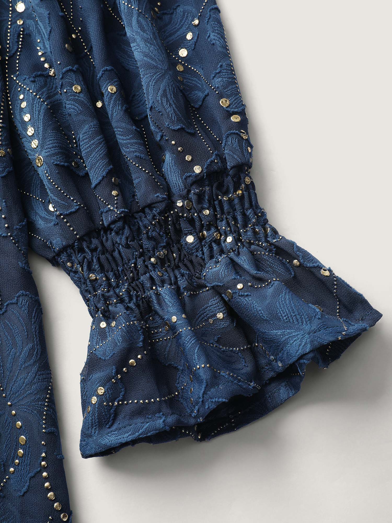 Gold Stamp Ruffled Neck Blouse - Image 7