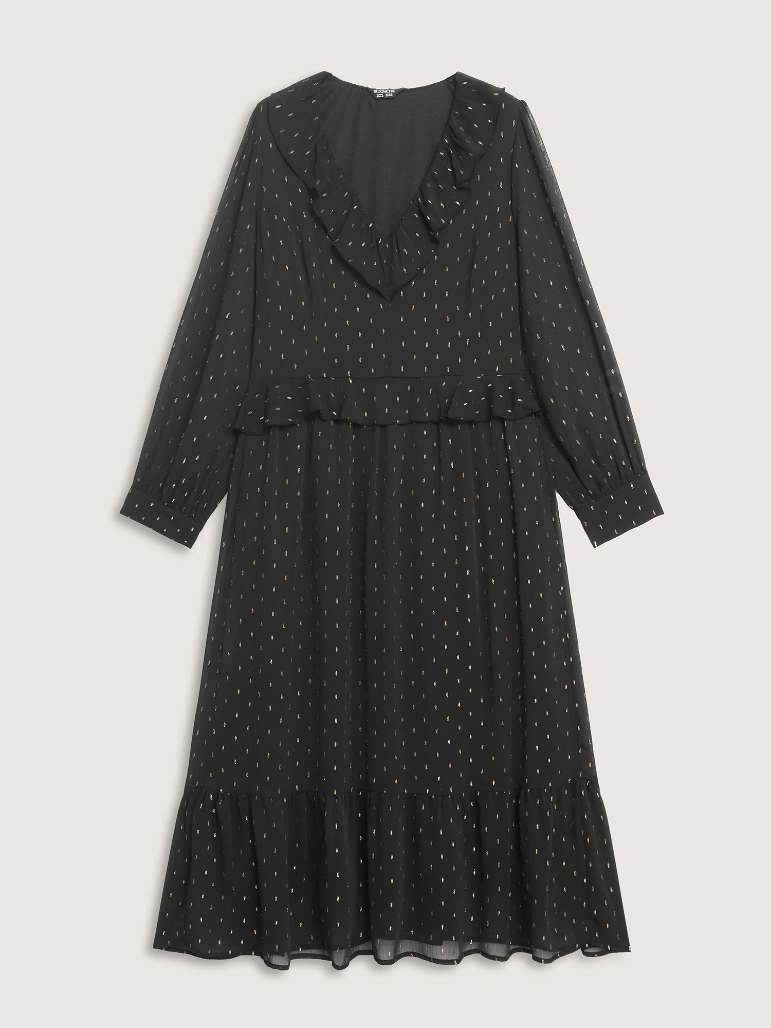 Gold Stamp Ruffled Neck Maxi Dress - Image 8