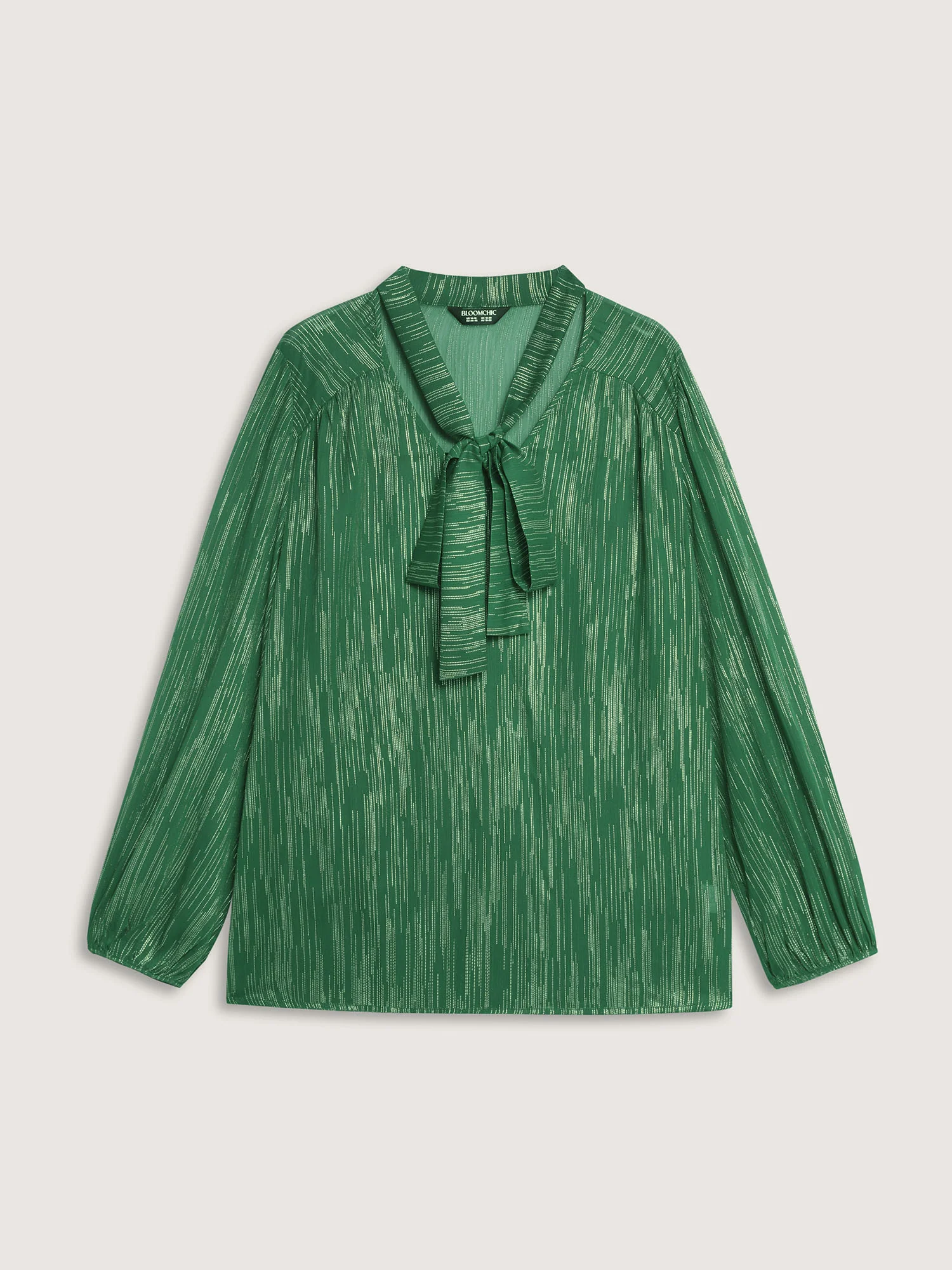 Gold Stamp Sheer Collar-Tie Blouse - Image 7