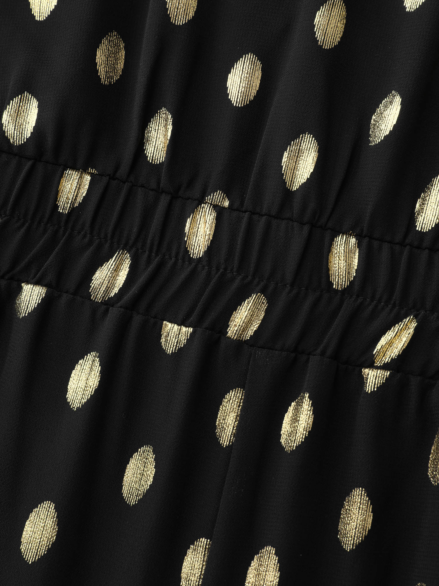 Gold Stamped Polka Dots Off-Shoulder Romper - Image 7