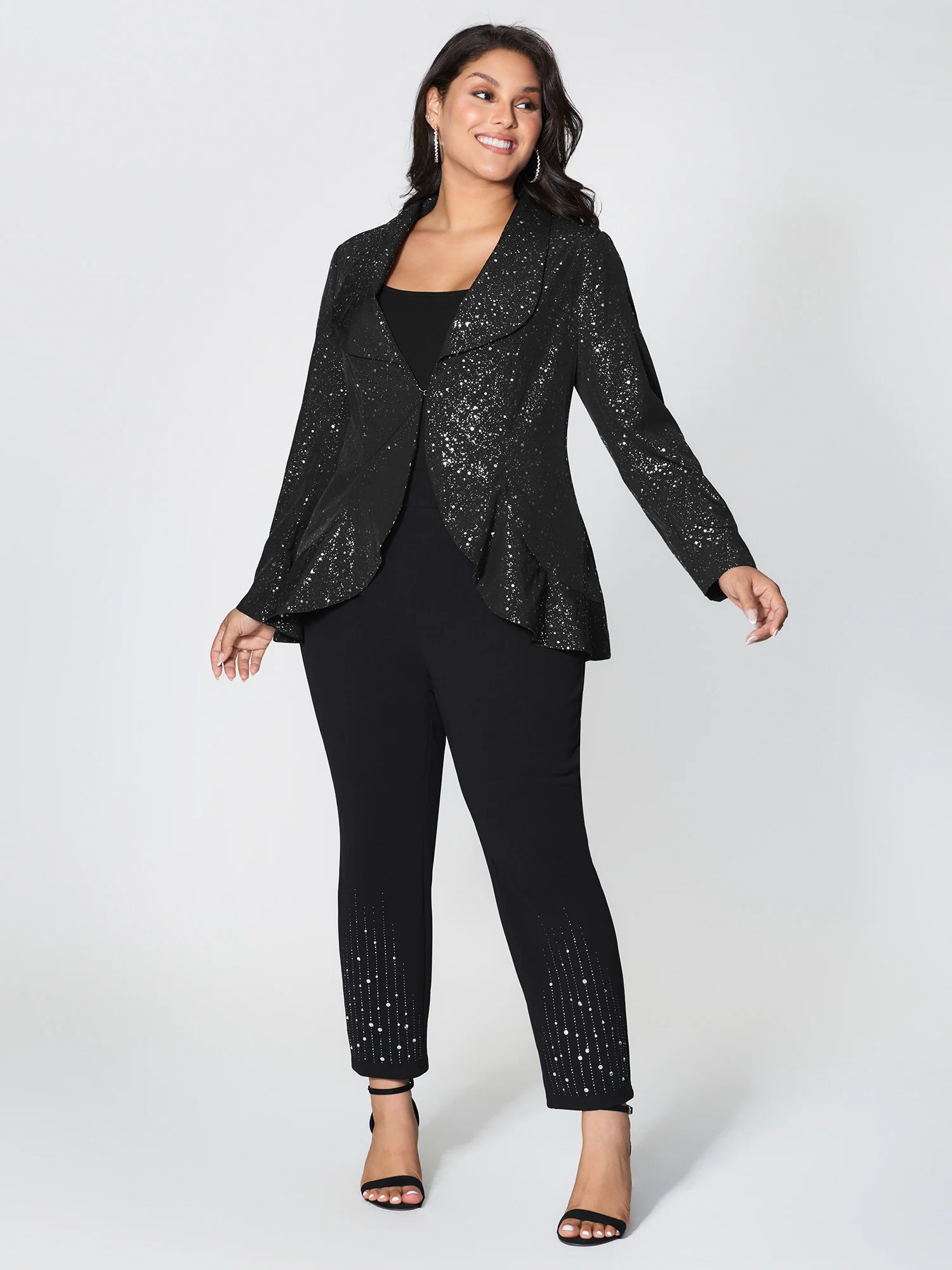 Gold Stamped Ruffled Edge Coat - Image 3