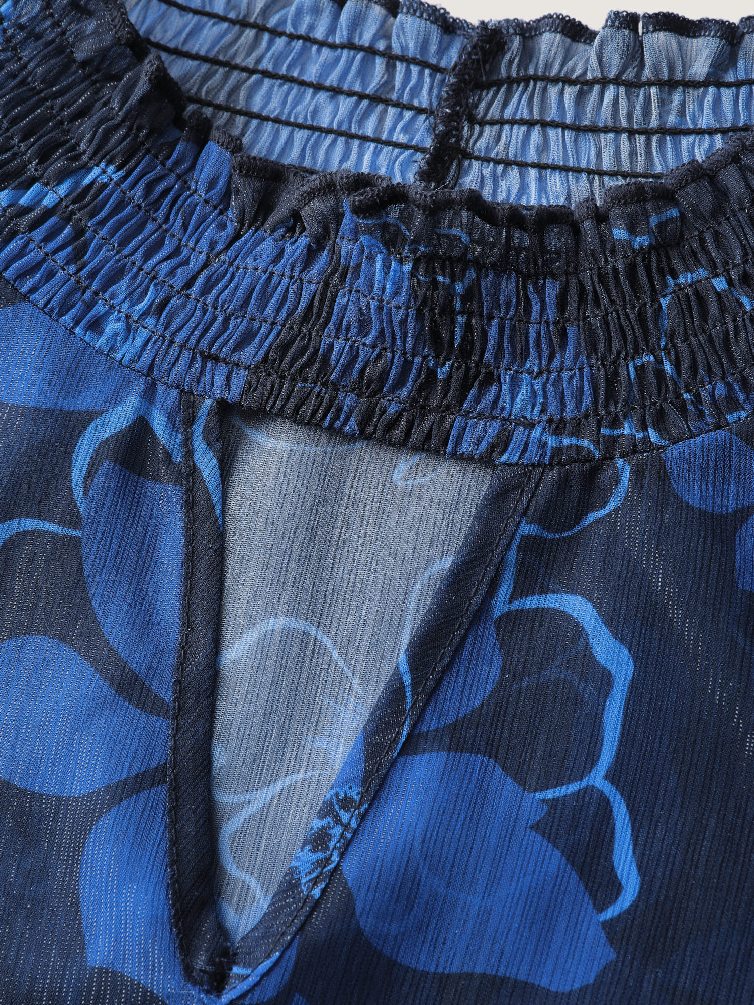 Gold-Threaded Chiffon Floral Print Lined Blouse - Image 6