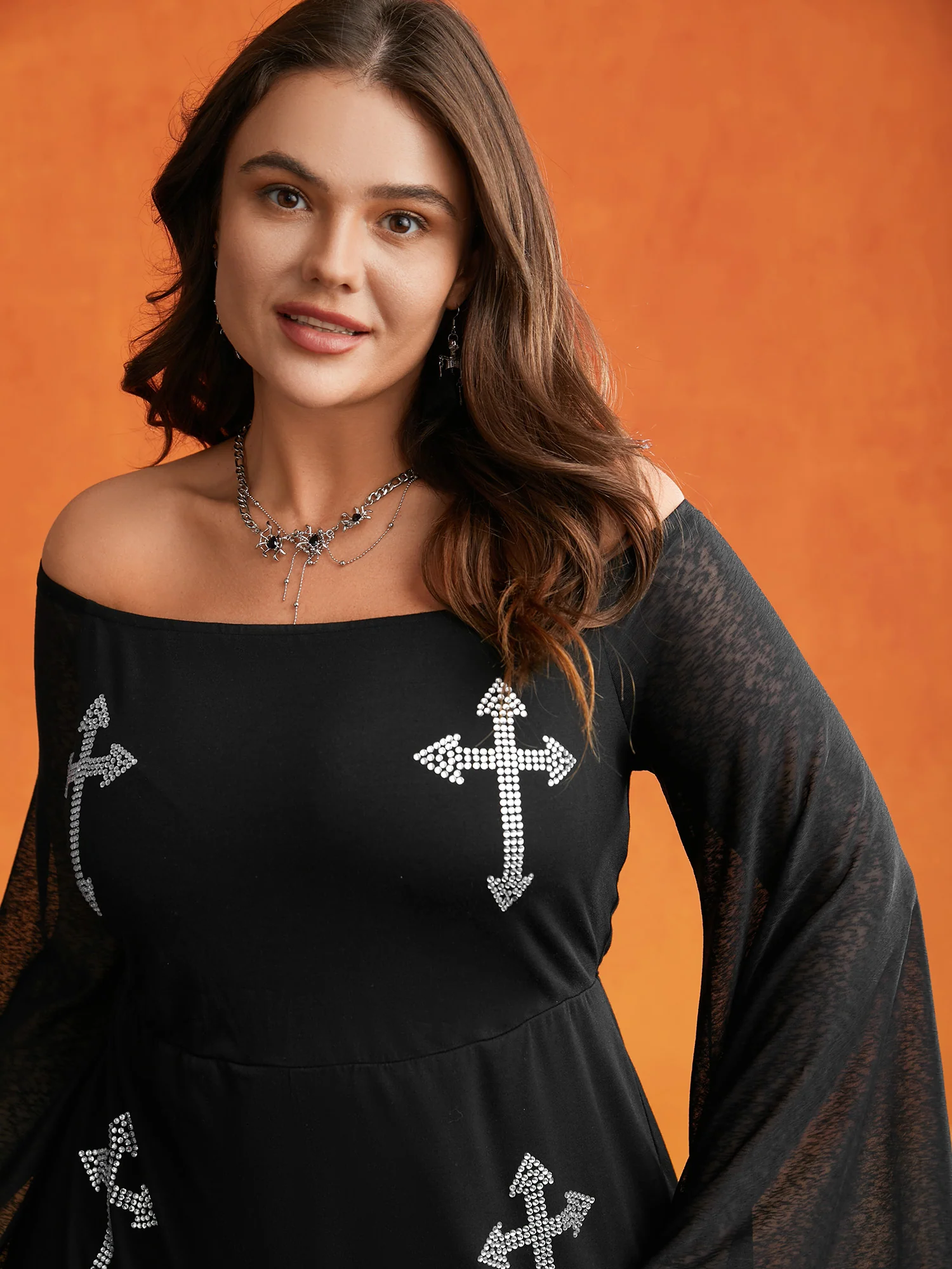Gothic Glam Off-Shoulder Waist-Cinching Jumpsuit - Image 2