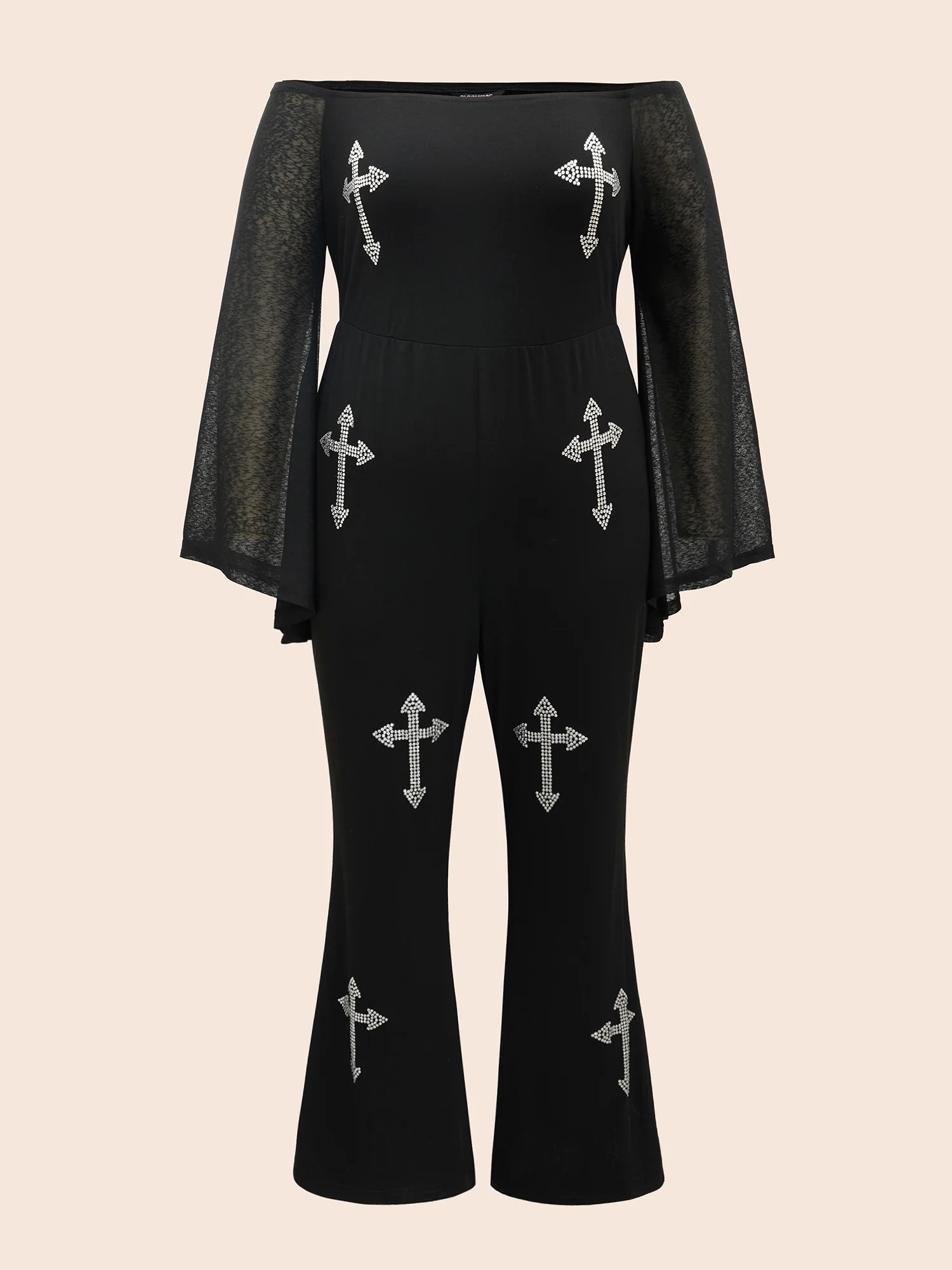 Gothic Glam Off-Shoulder Waist-Cinching Jumpsuit - Image 9