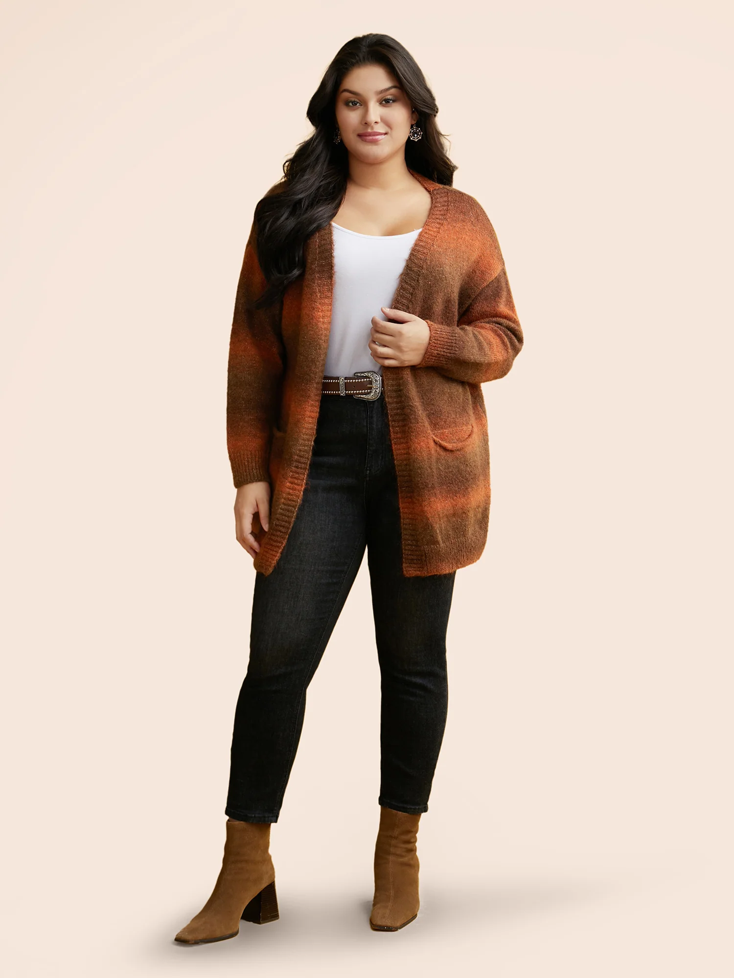 Gradient Dye Design Pockets Cardigan - Image 3