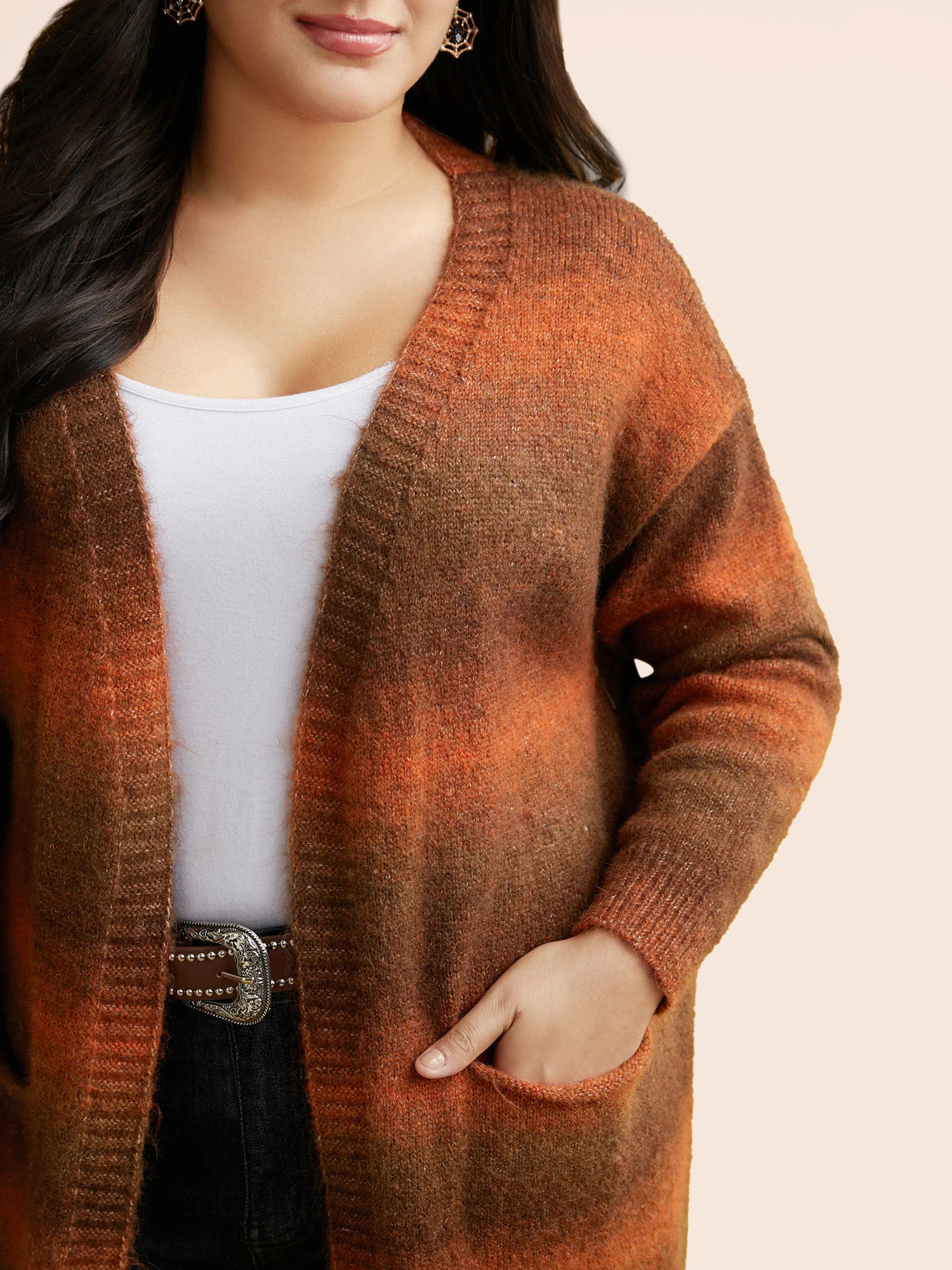 Gradient Dye Design Pockets Cardigan - Image 4