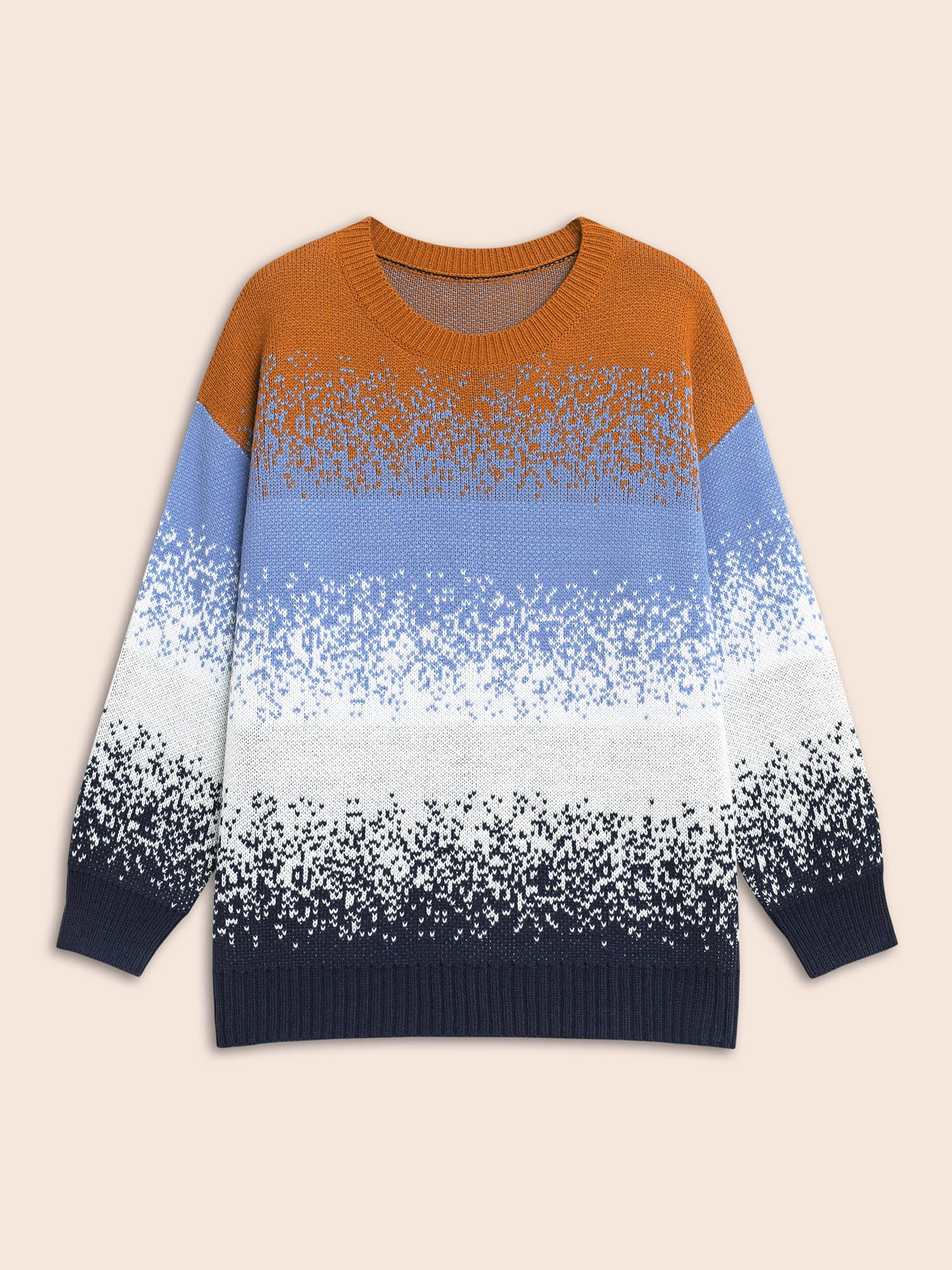 Gradient Dyeing Contrast Drop Shoulder Pullover - Image 8