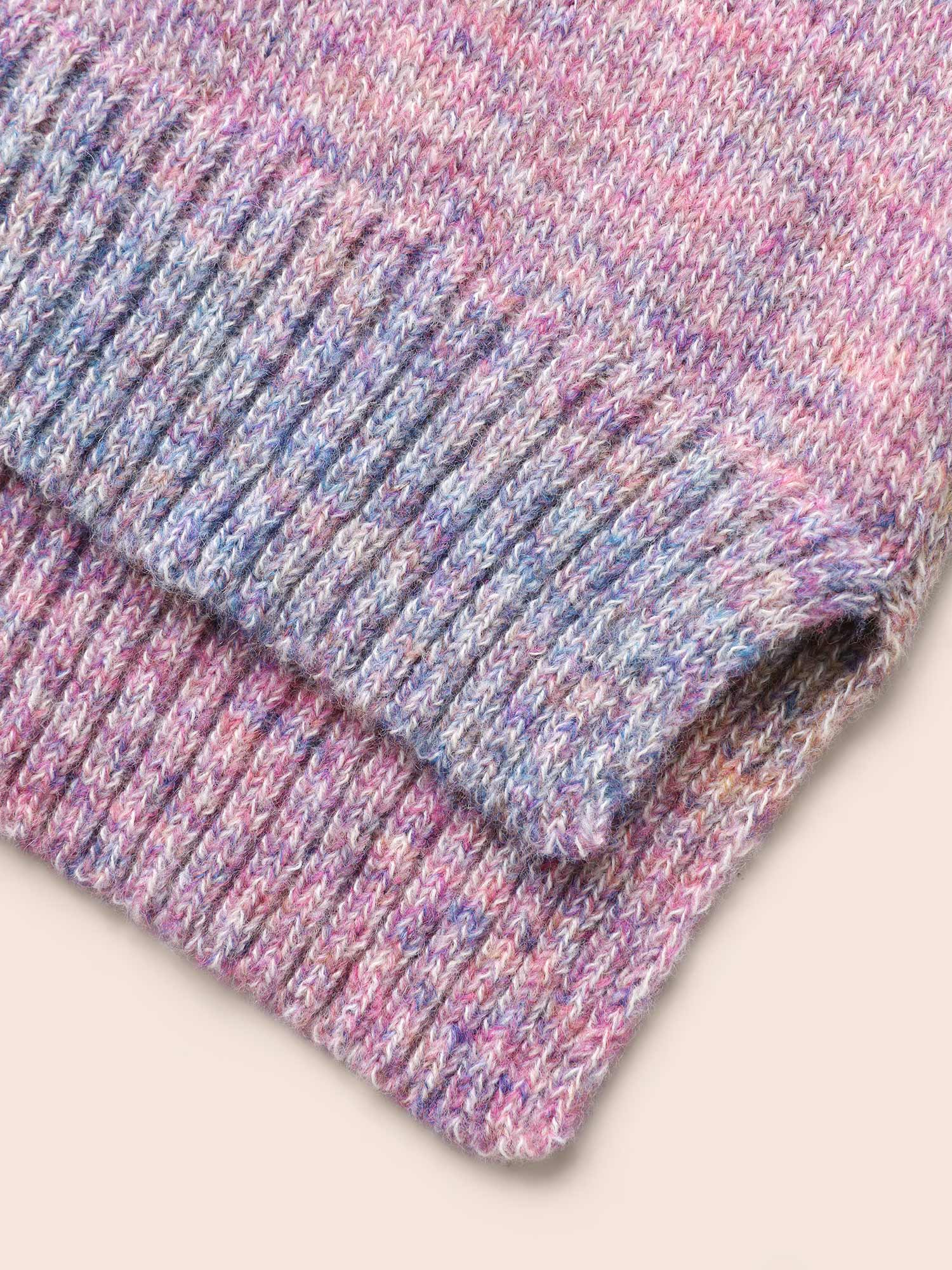 Gradient Dyeing Round Neck Slit Hem Pullover - Image 6