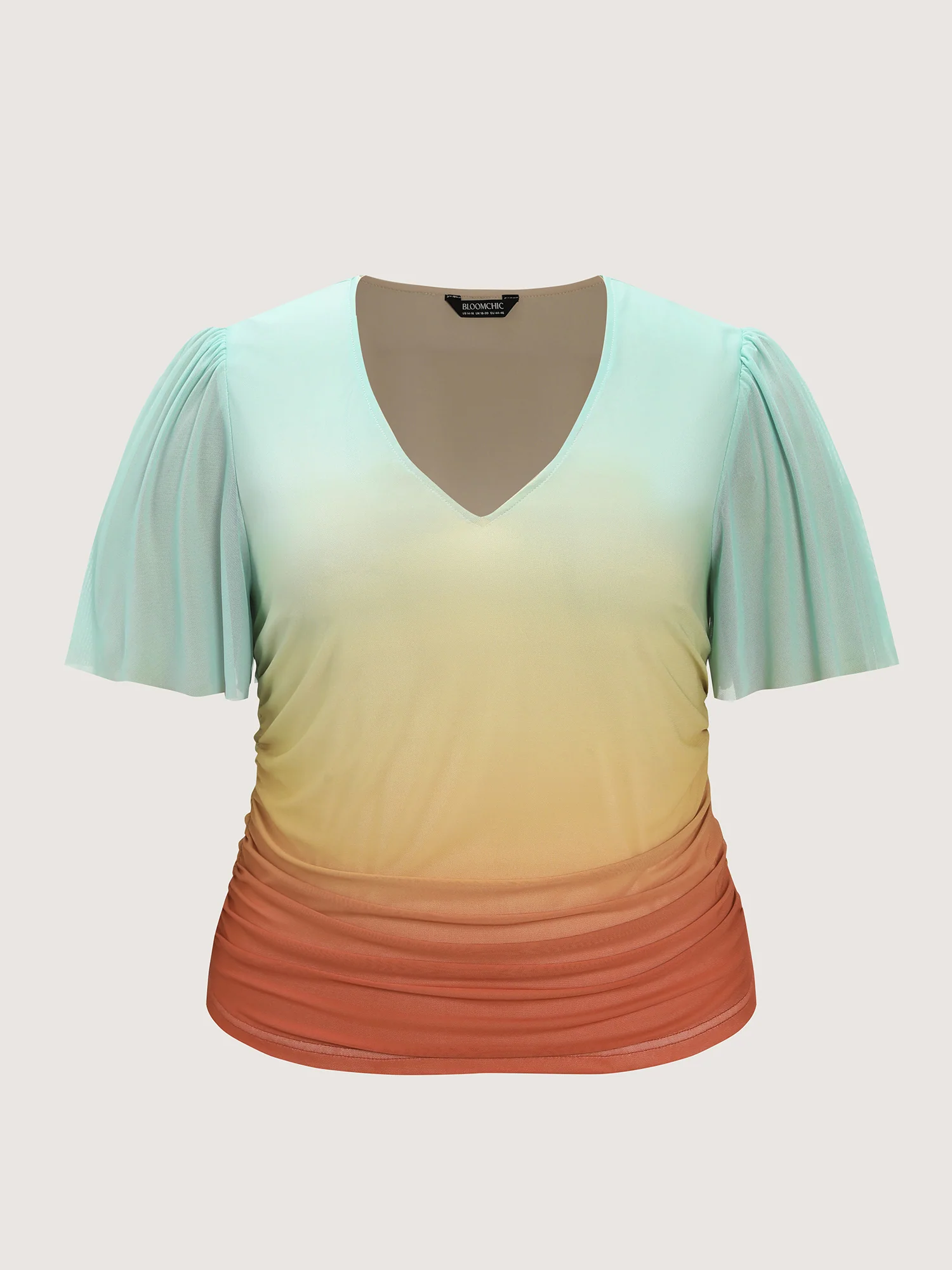 Gradient Ruched Hem Stretchy T-Shirt - Image 7