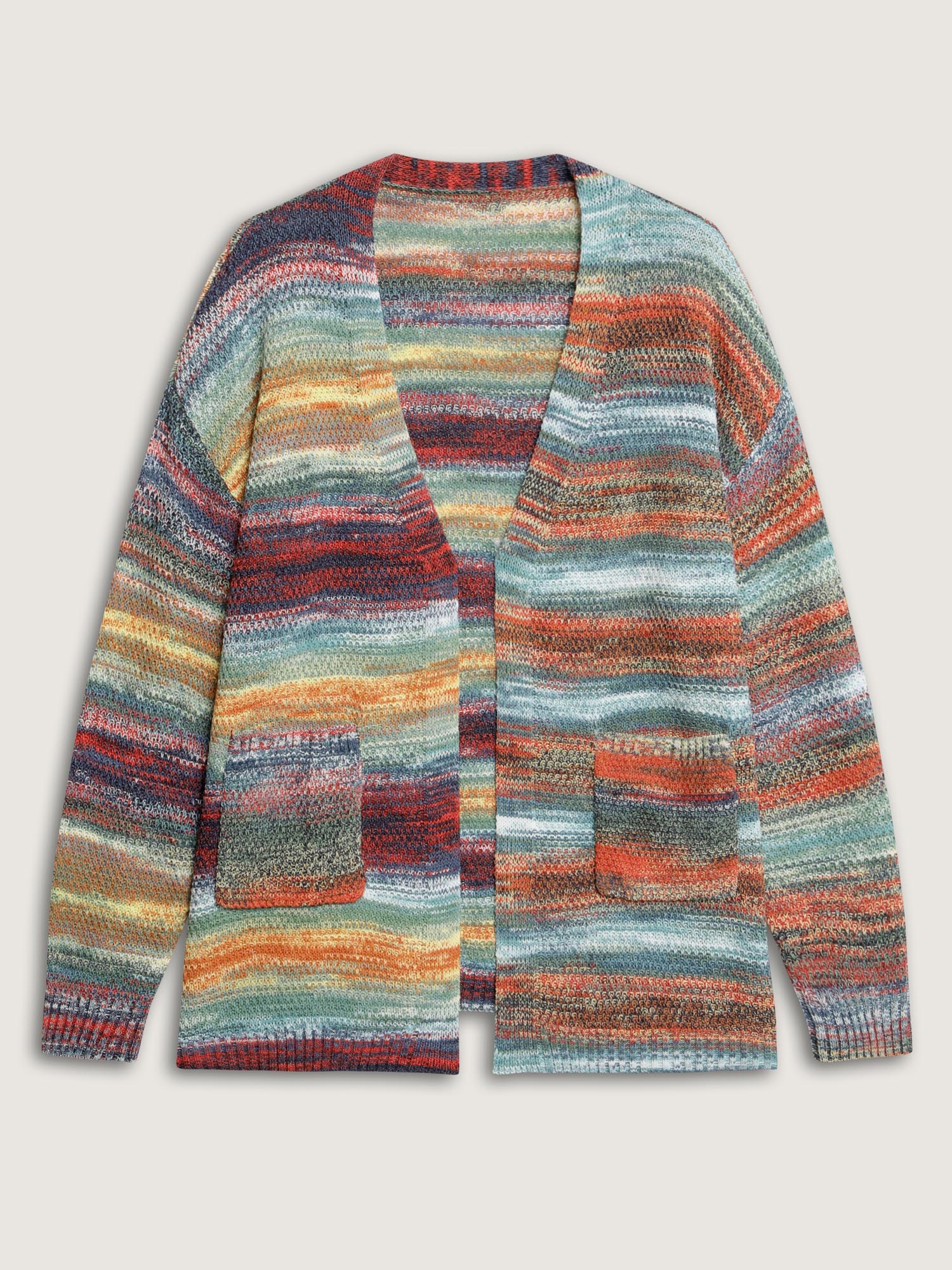 Gradual Color Change Textured Knit Cardigan - Image 7