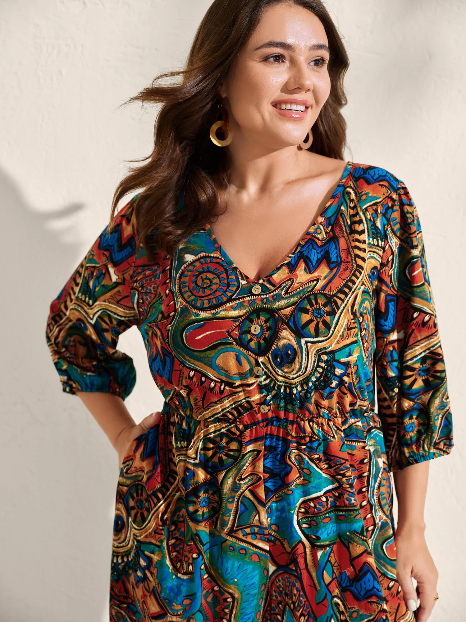 Graffiti Print Pockets Backless Tie Jumpsuit - Image 2