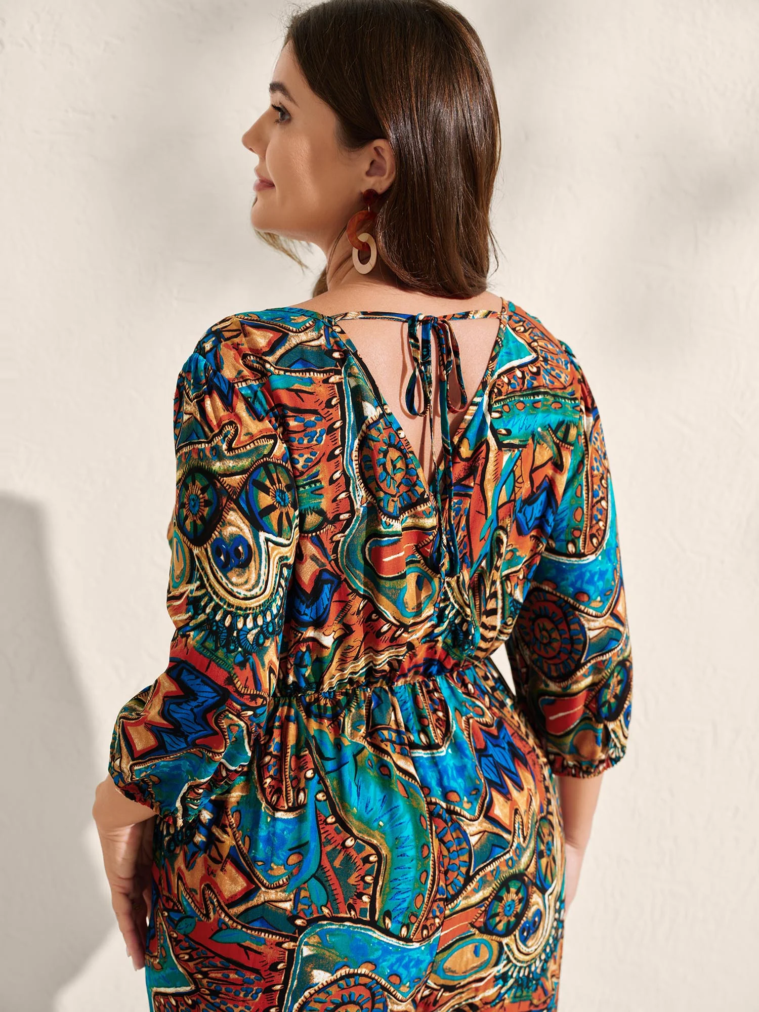 Graffiti Print Pockets Backless Tie Jumpsuit - Image 3