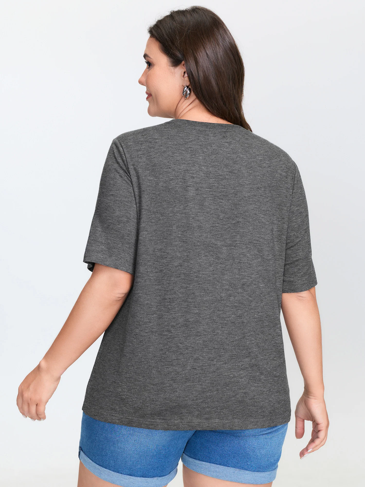 Graphic Floral Print Round Neck T-Shirt - Image 4