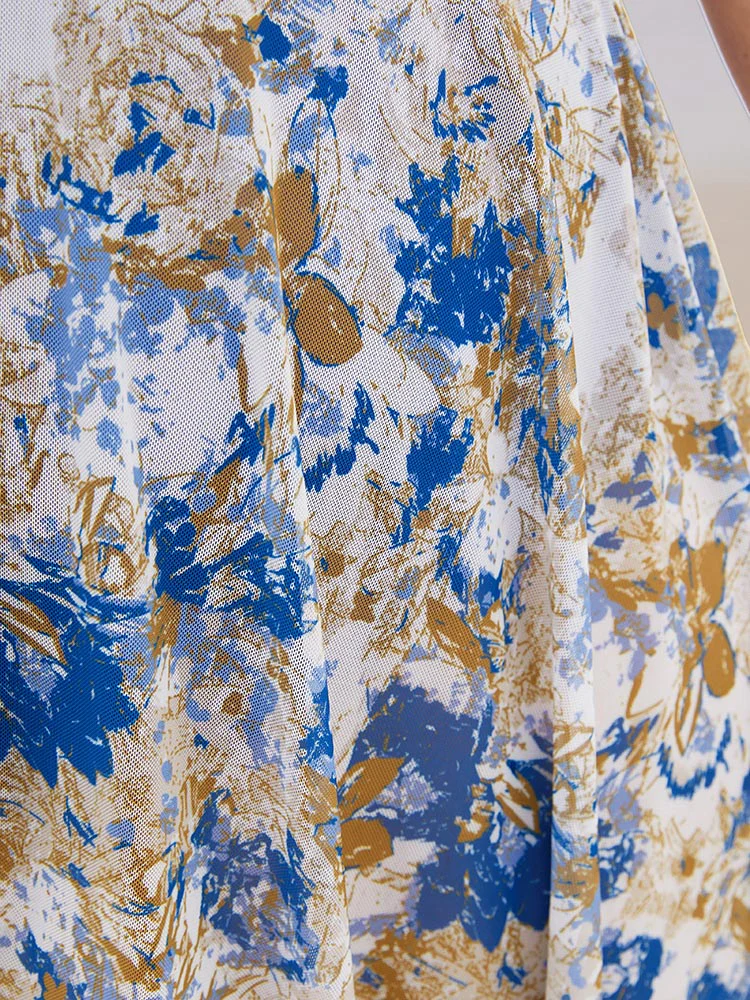 Graphic Patchwork Sculpt Waist Hanky Hem Swim Dress - Image 8