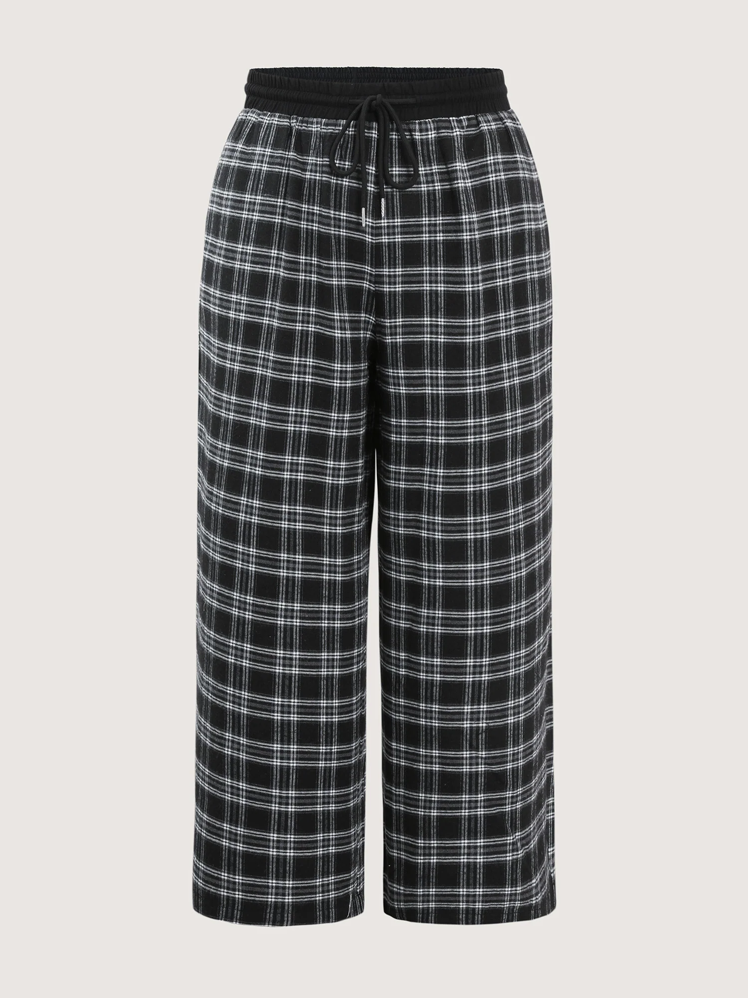 Grid Pattern Contrast Drawstring Pants - Image 6