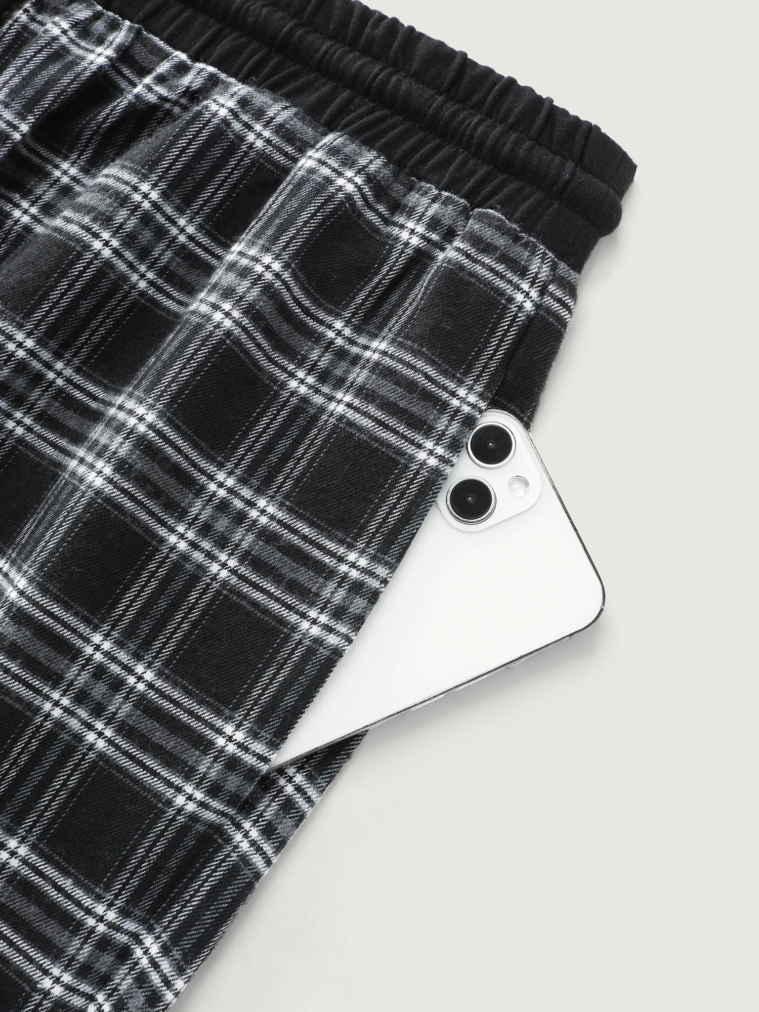 Grid Pattern Contrast Drawstring Pants - Image 7