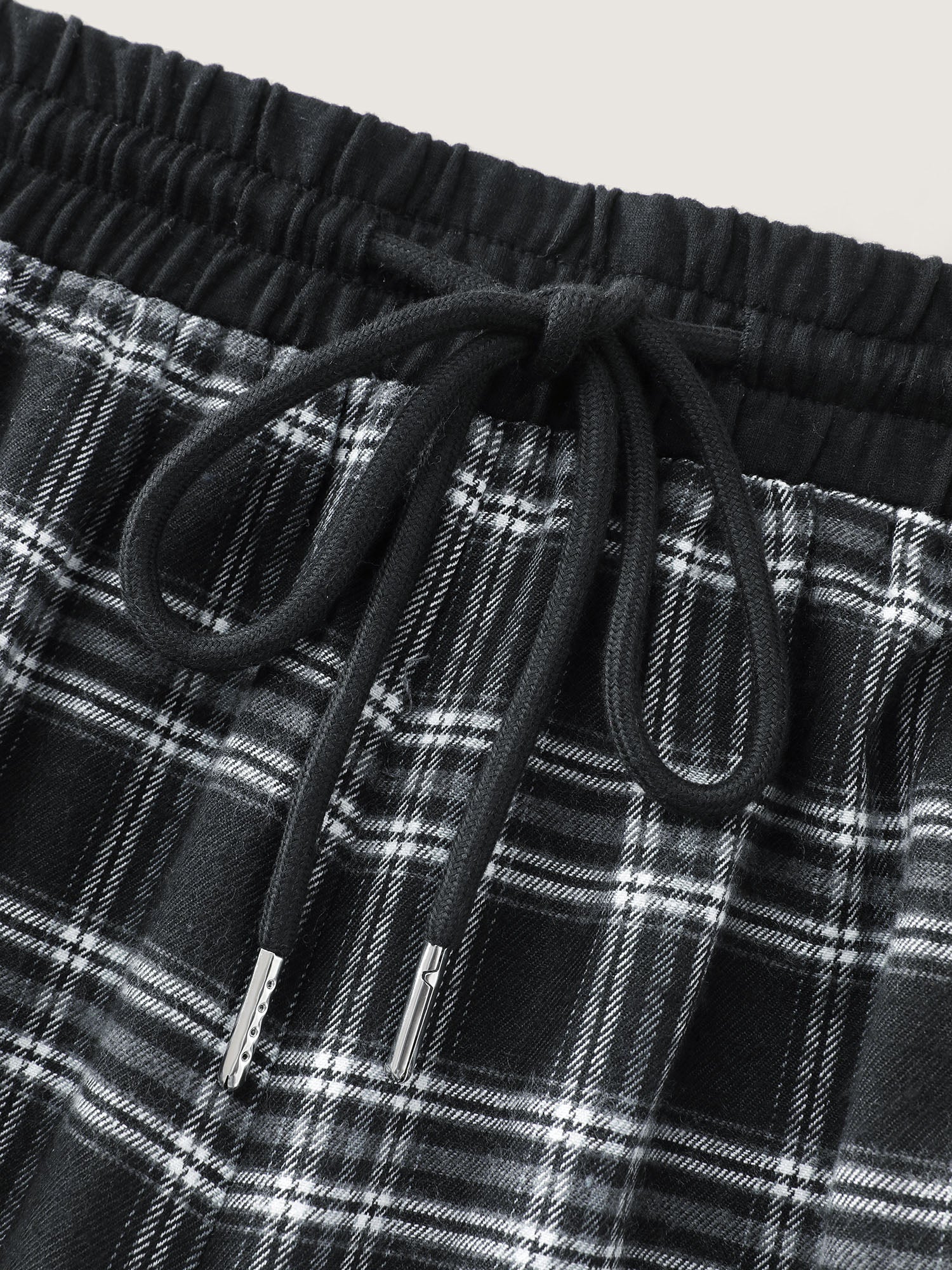 Grid Pattern Contrast Drawstring Pants - Image 8