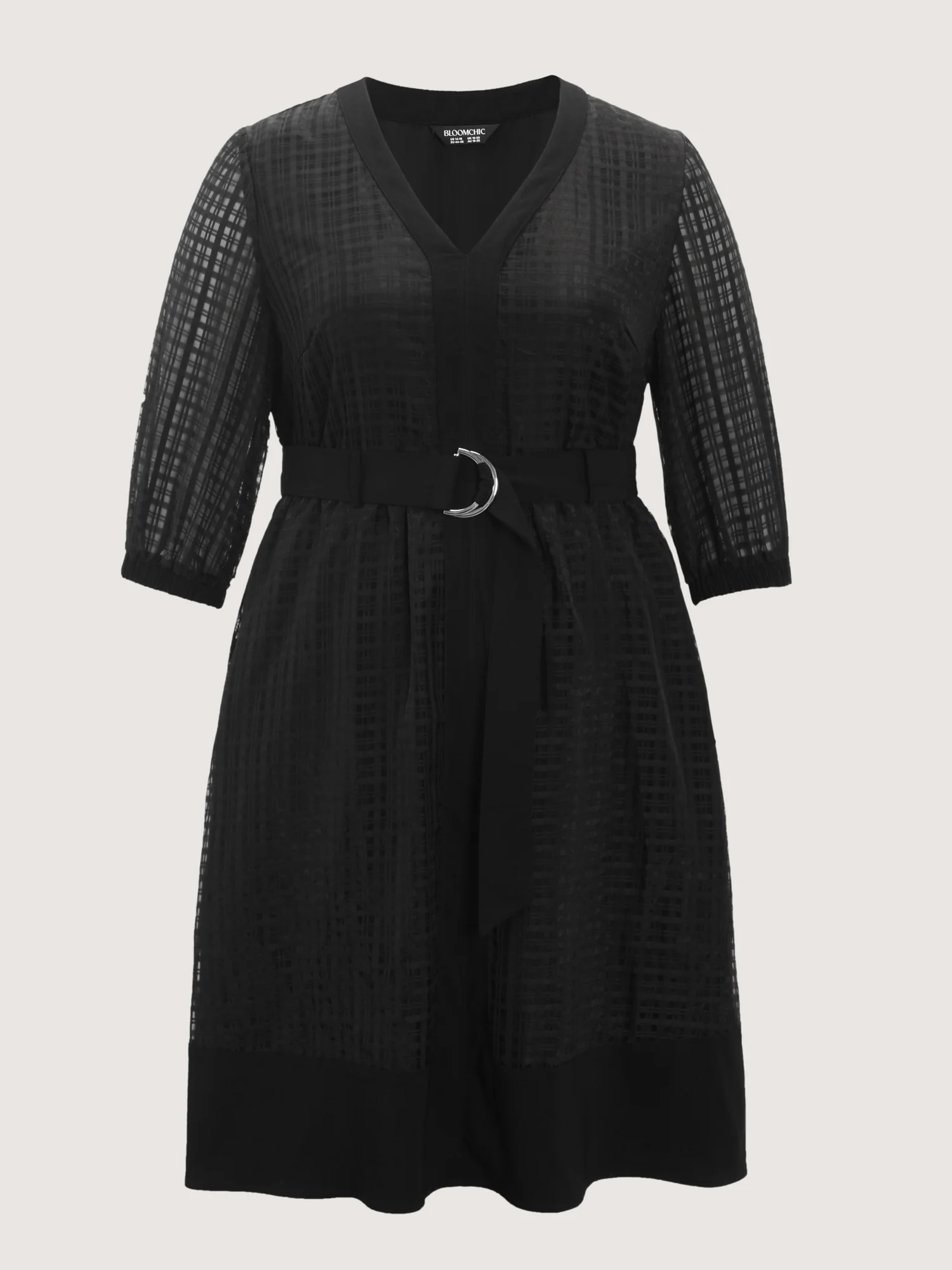 Grid Print Buckle Belt Contrast Mini Dress - Image 8