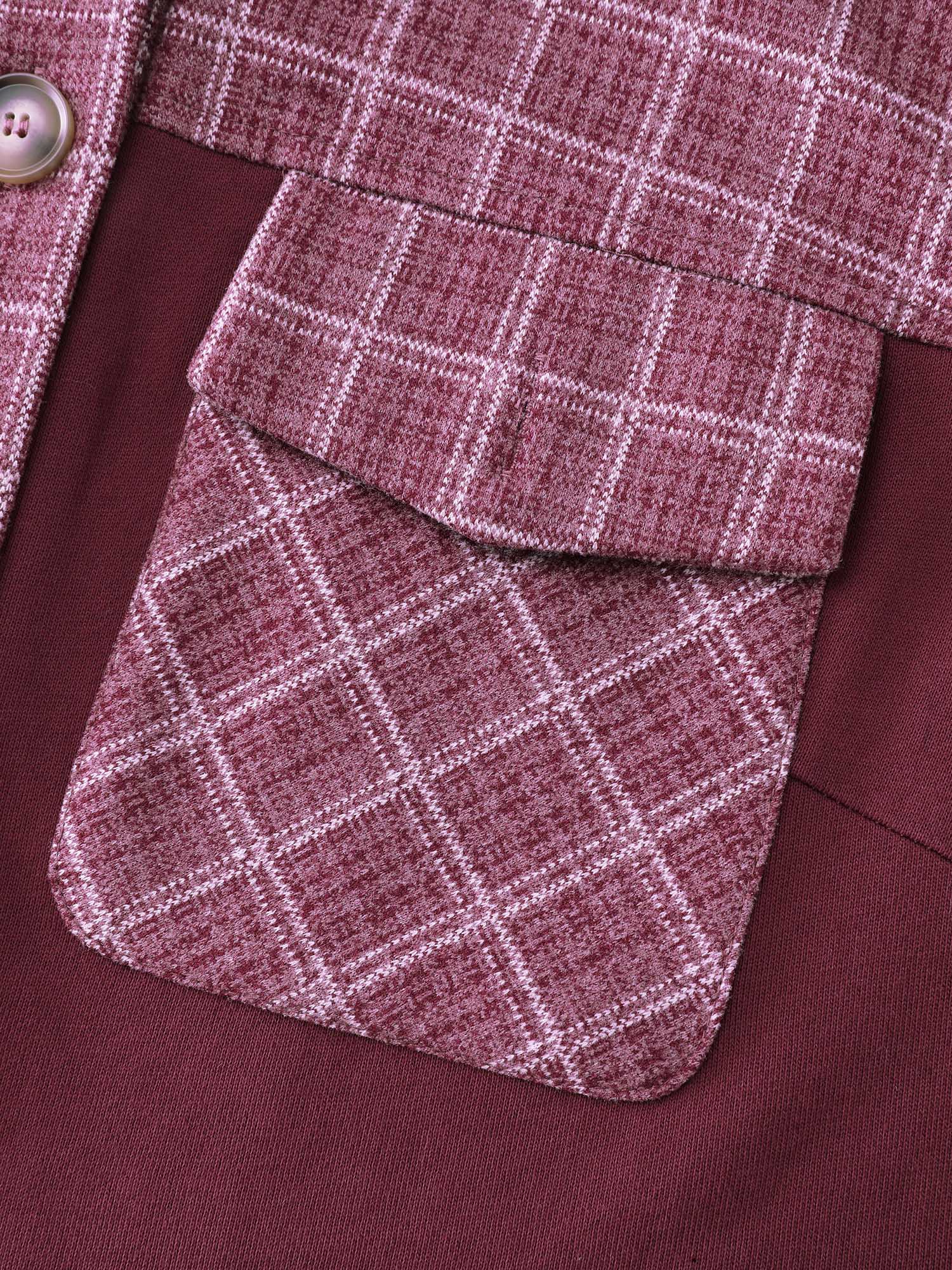 Grid Print Color Contrast Hooded Jacket - Image 7