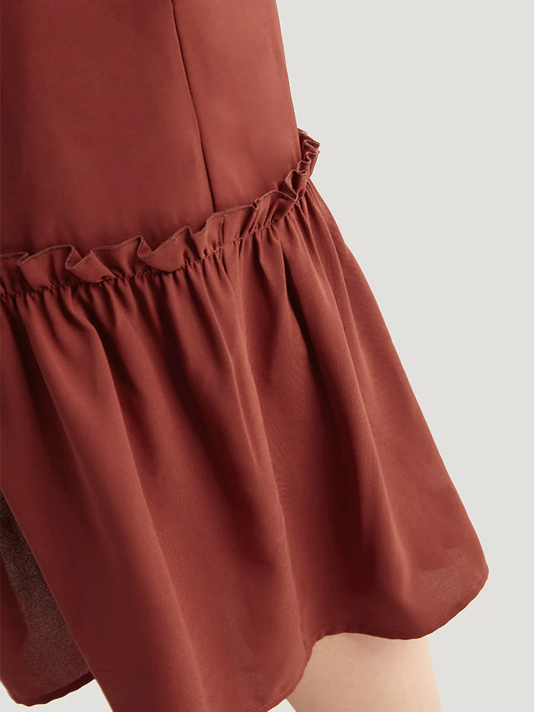 Guipure Lace Frill Trim Cut Out Ruffle Hem Dress - Image 7