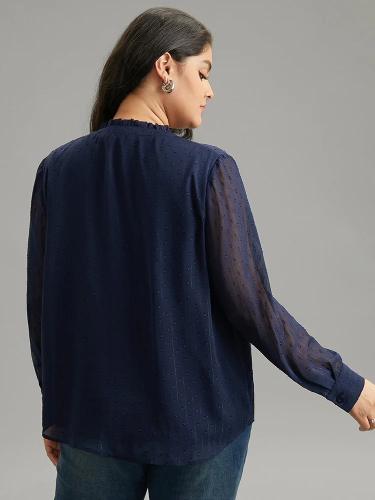 Guipure Lace Mesh Button Through Blouse - Image 2