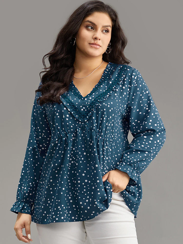 Guipure Lace Polka Dot Blouse - Image 2