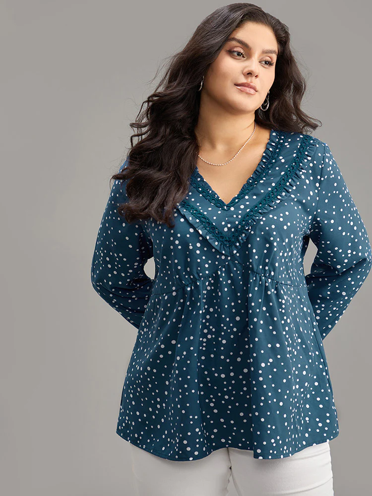 Guipure Lace Polka Dot Blouse - Image 3