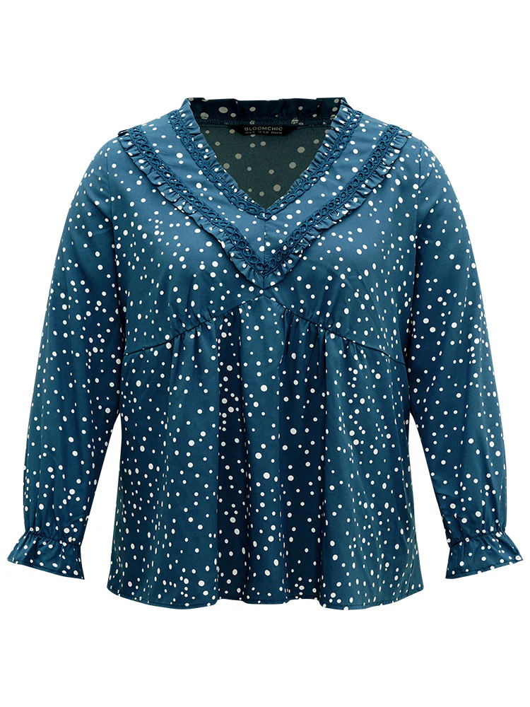 Guipure Lace Polka Dot Blouse - Image 9