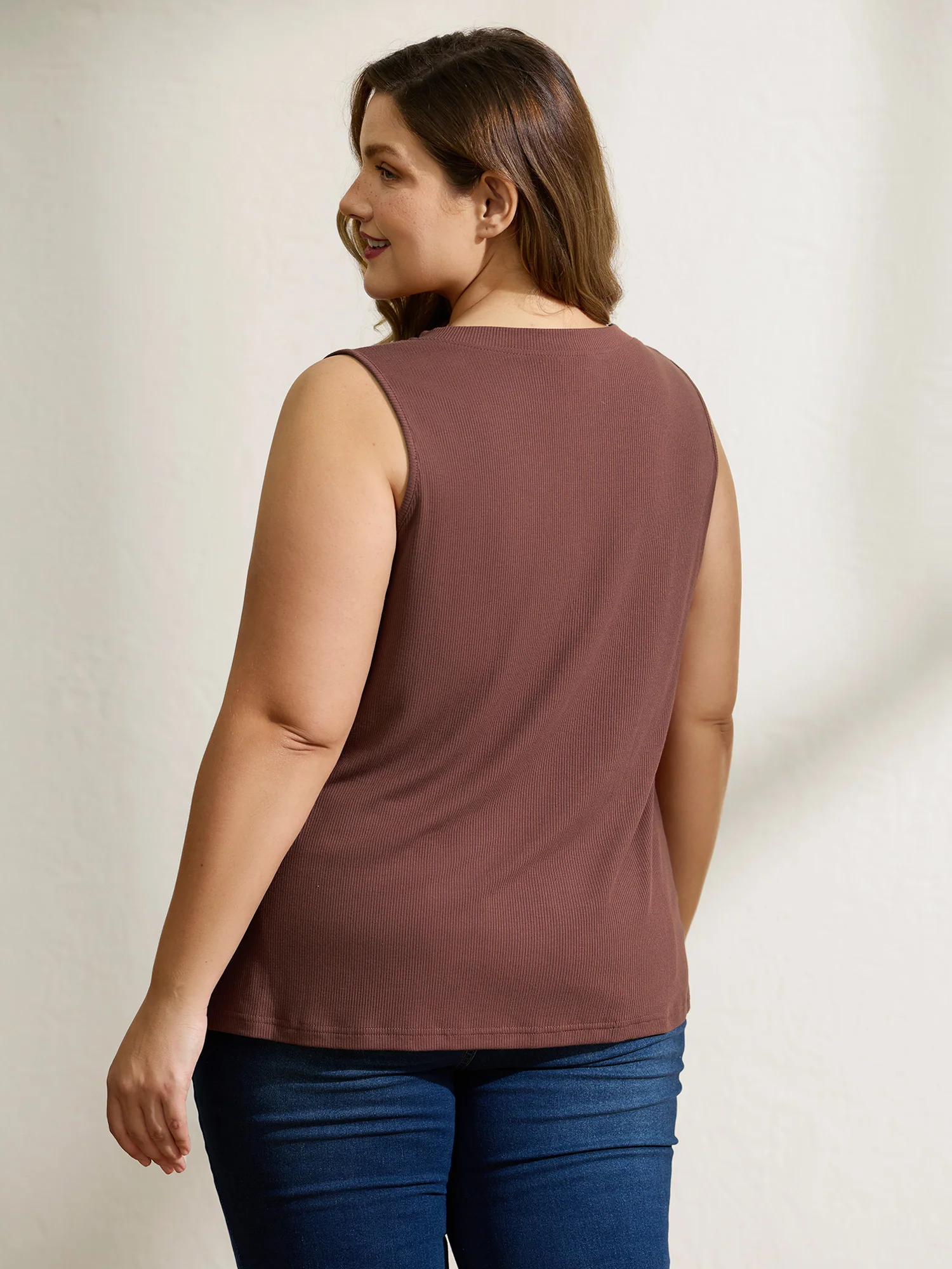 Half Button Placket Drape Tank Top - Image 4
