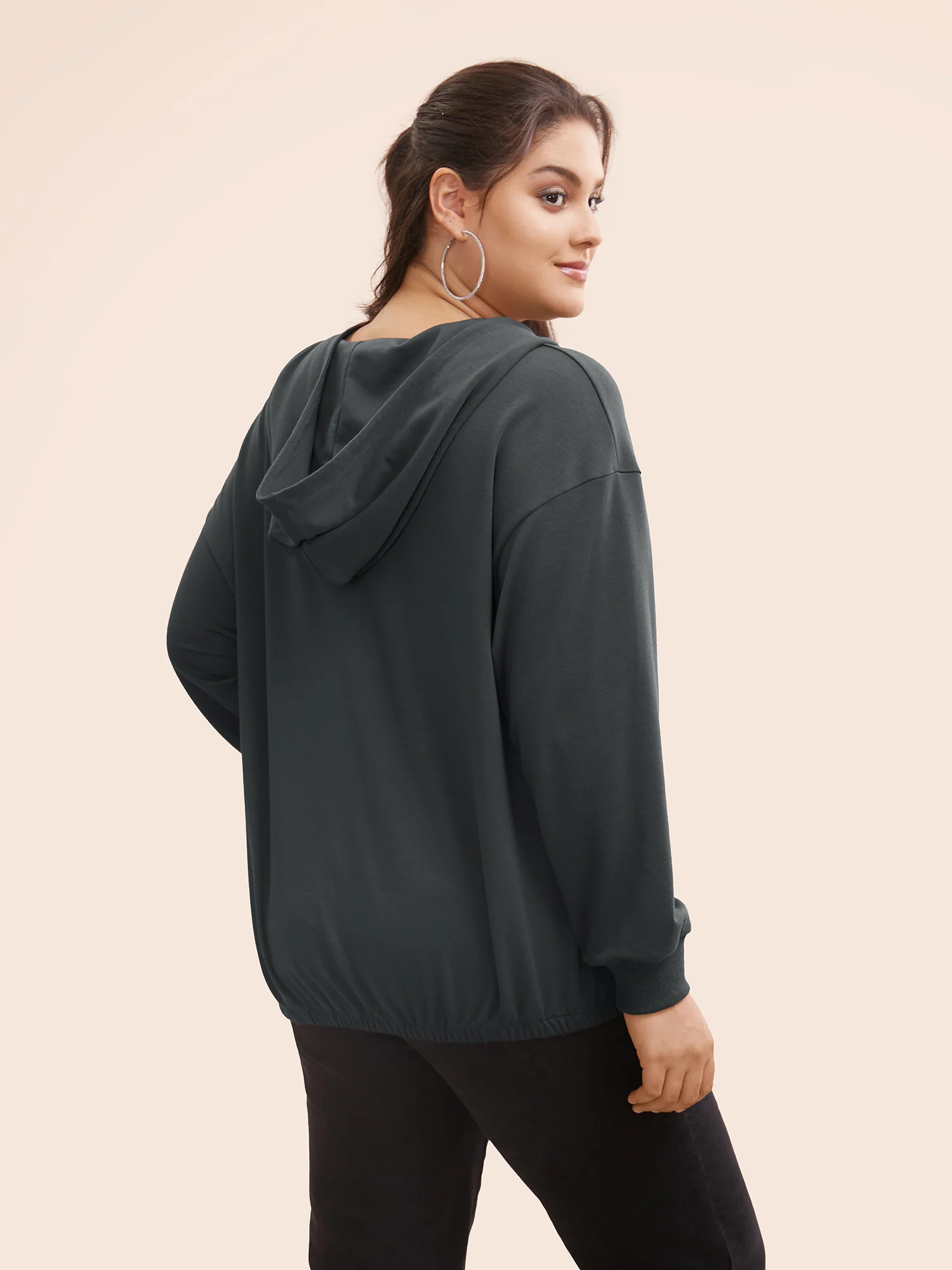 Half Zip Hooded Pocket Sweatshirt - Image 3