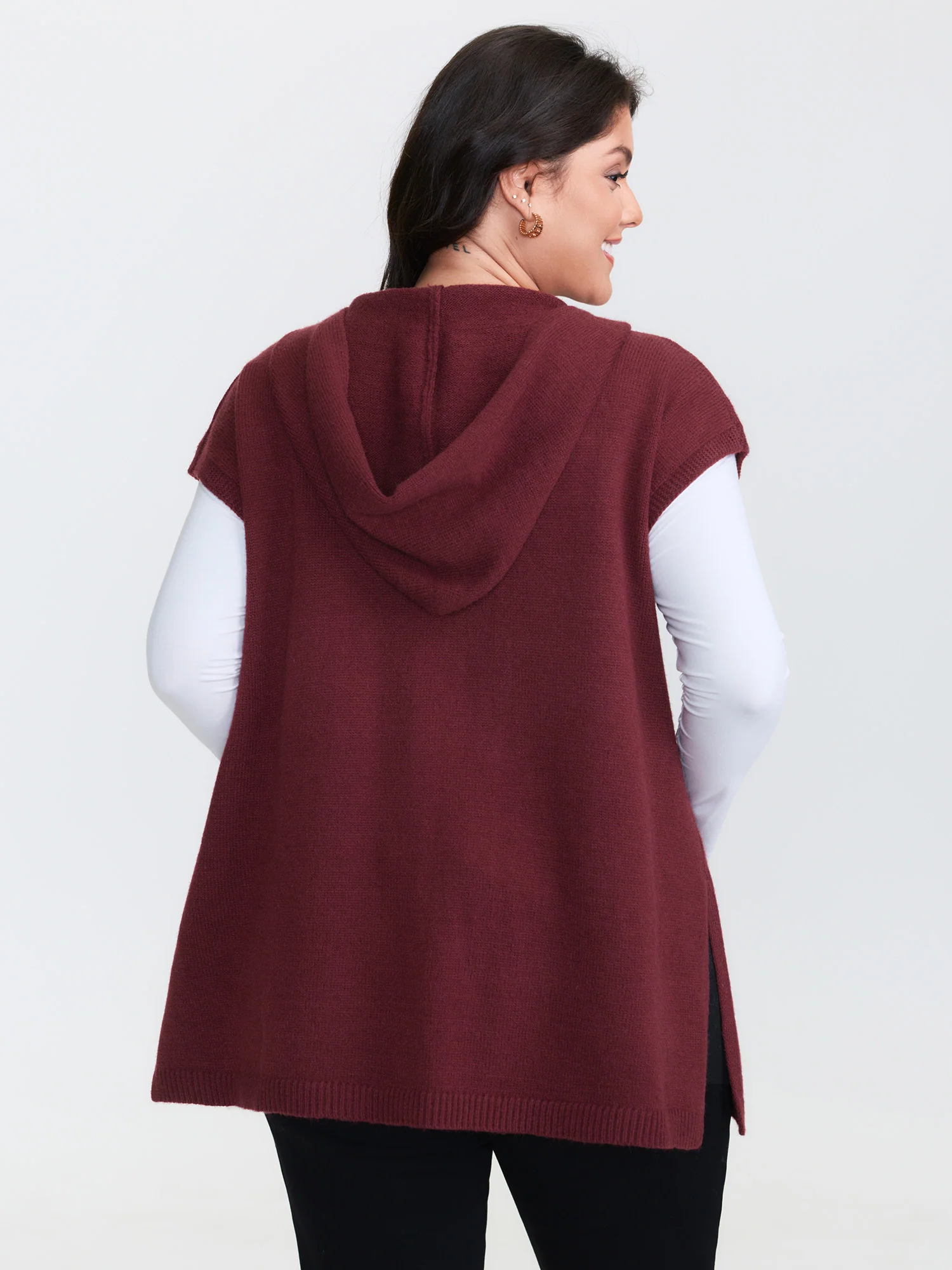 Half-Zip Hooded Sleeveless Pocketed Pullover - Image 5