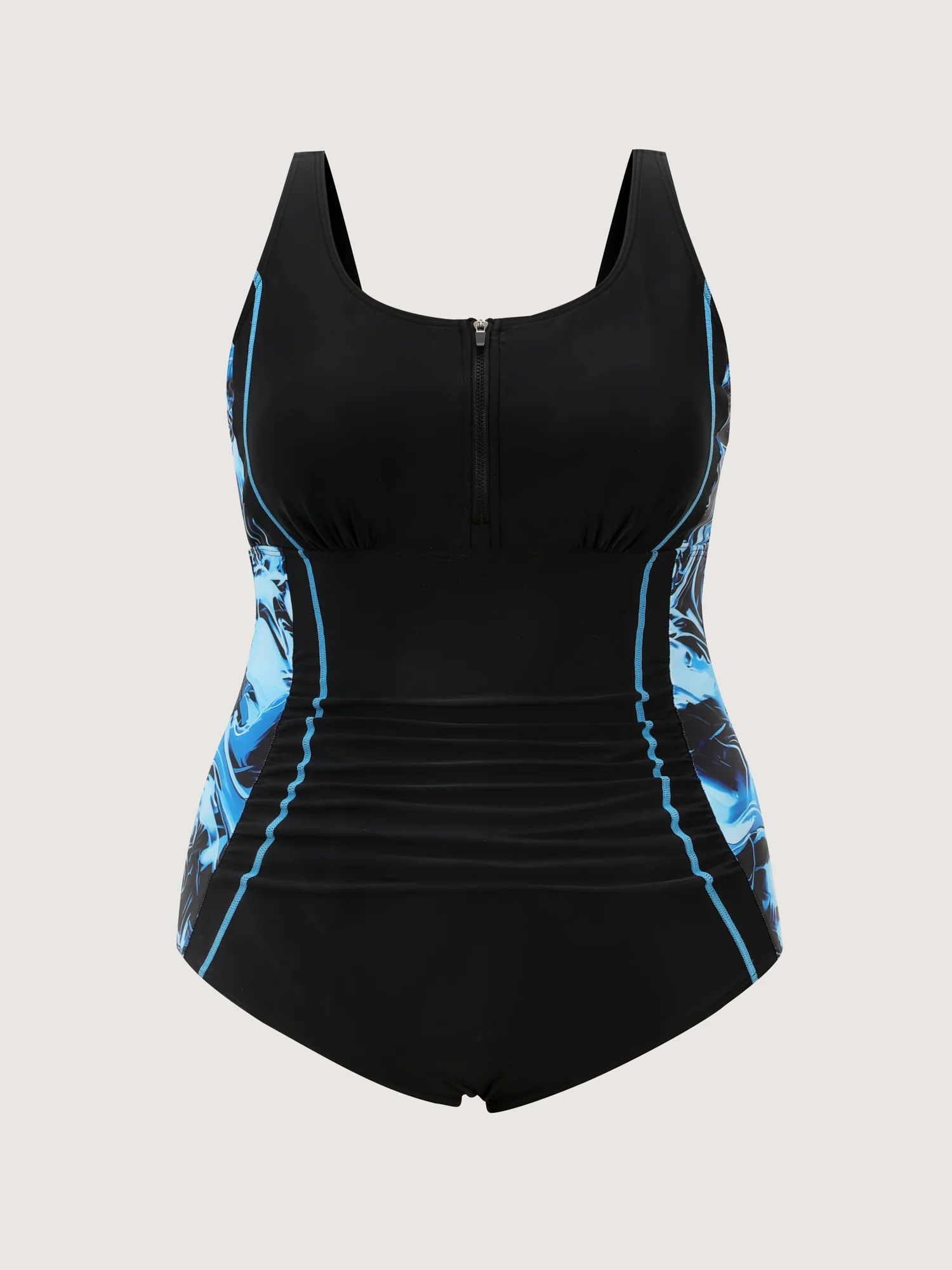 Half-Zip Side Print One Piece Swimsuit - Image 7
