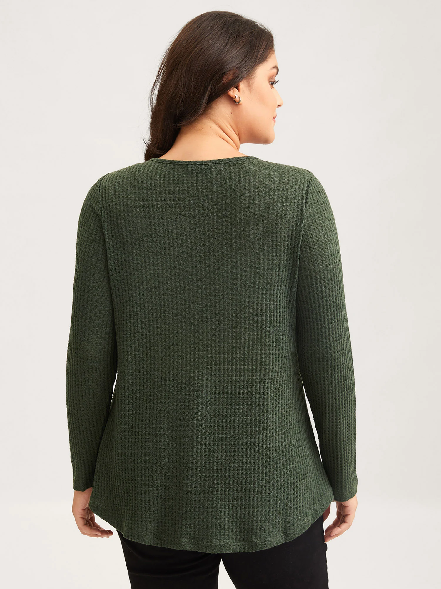 Half Zipper Flap Detail Pockets Knit Top - Image 4