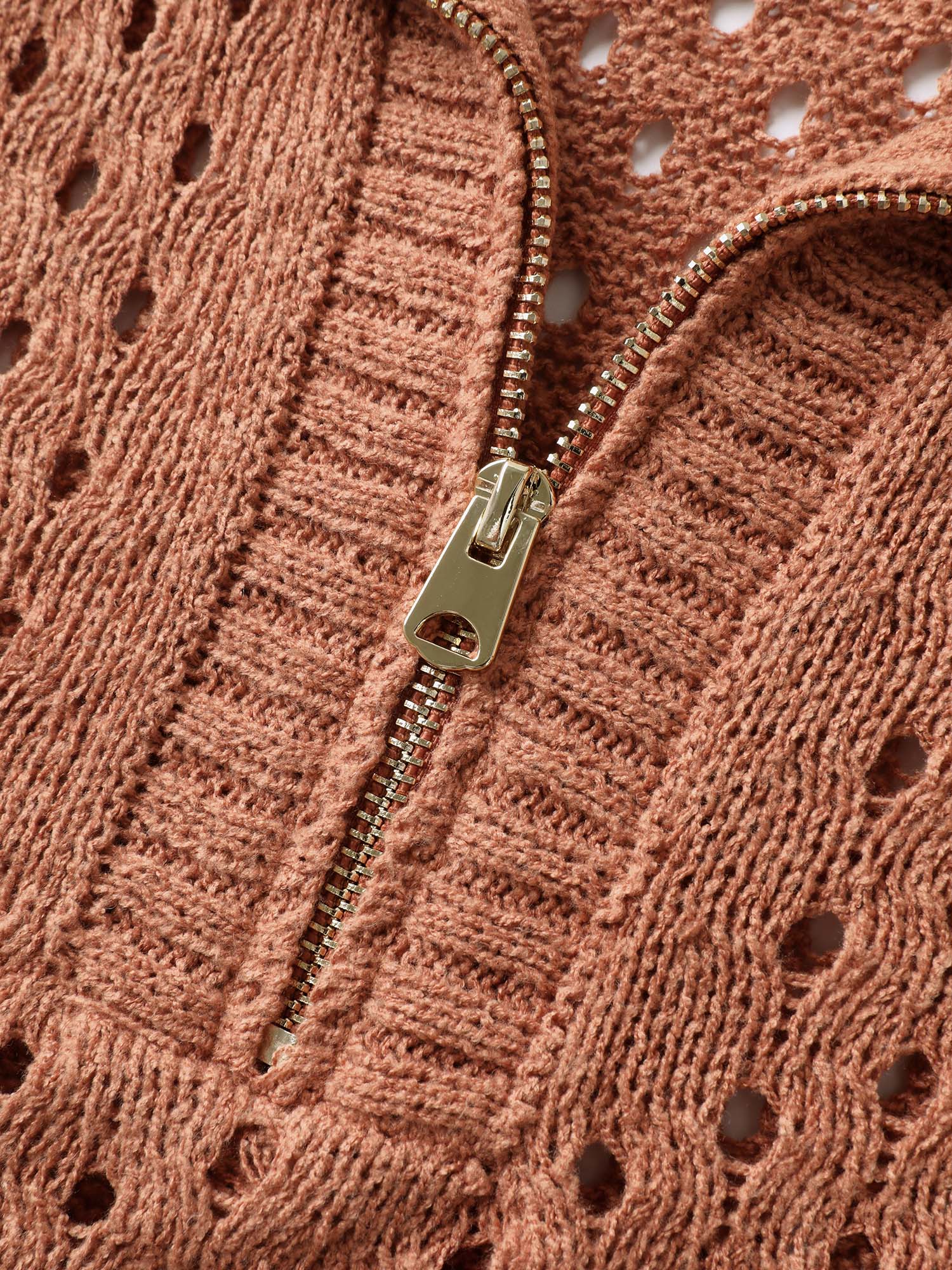 Half-Zipper Sheer Textured Sleeveless Pullover - Image 5