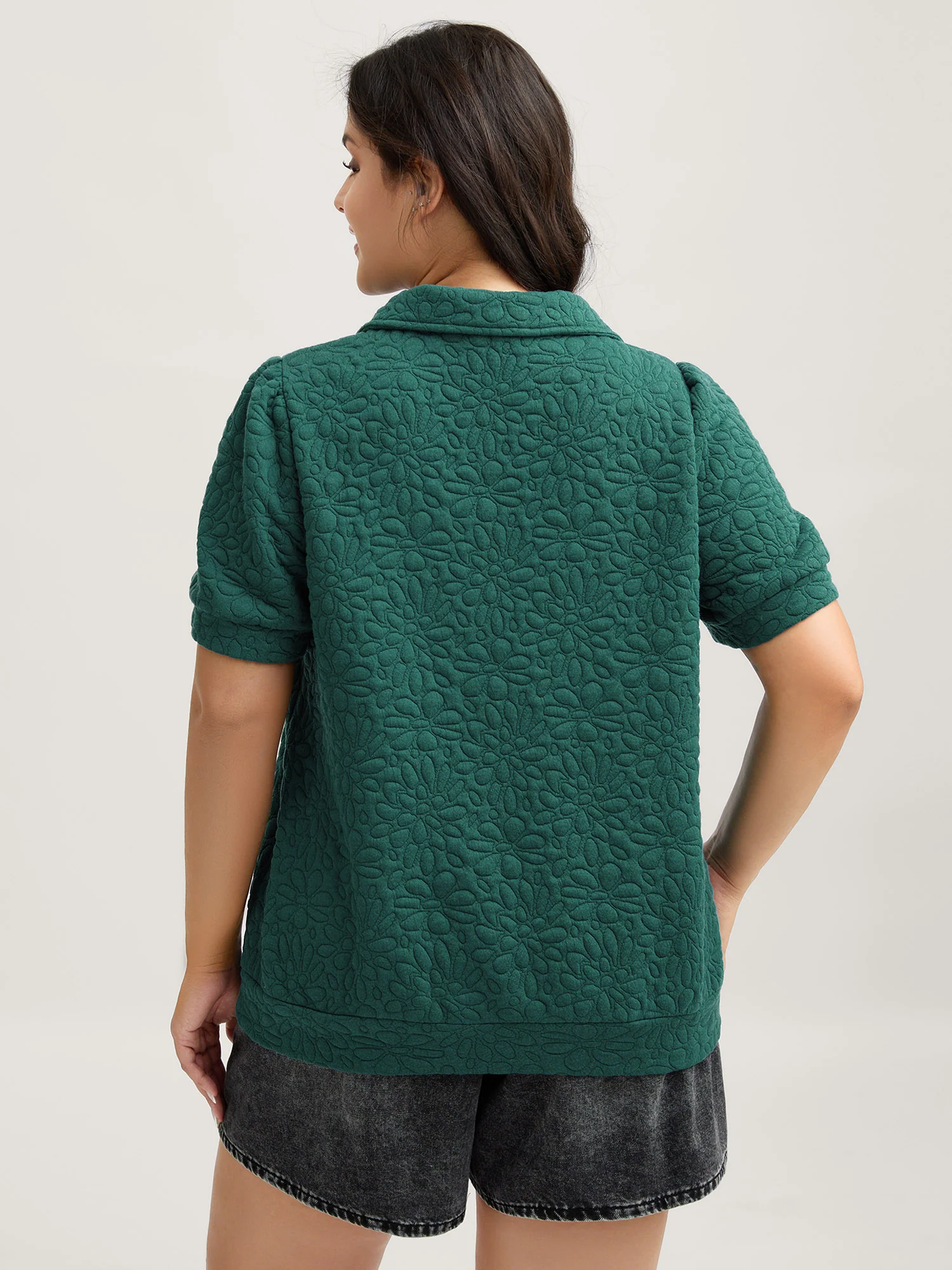 Half-Zipper Textured Solid Sweatshirt - Image 4