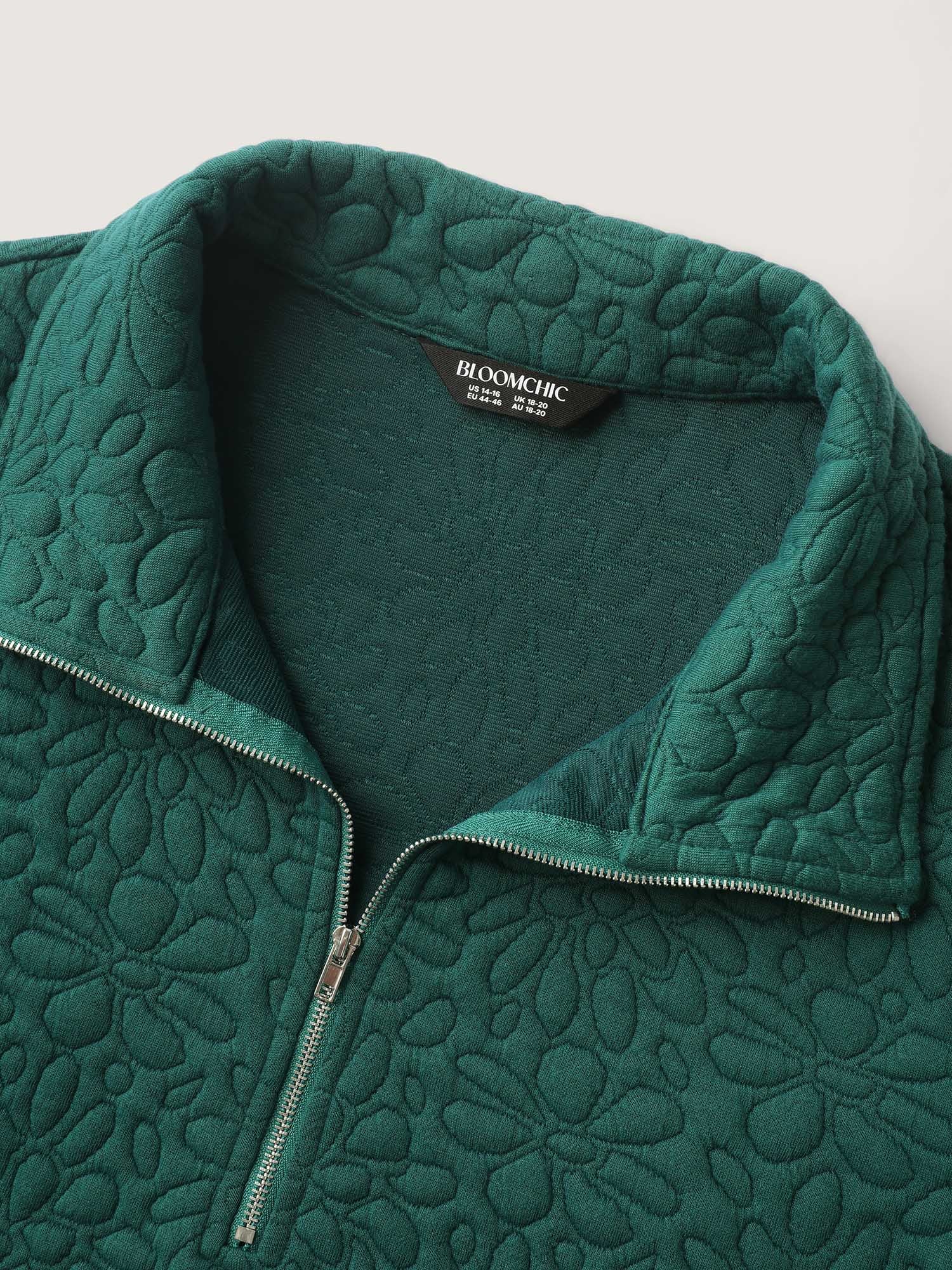 Half-Zipper Textured Solid Sweatshirt - Image 6