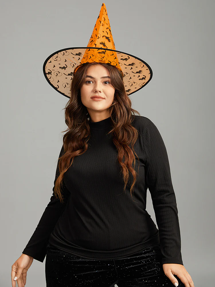 Halloween Cat Mesh Patchwork Hat - Image 3