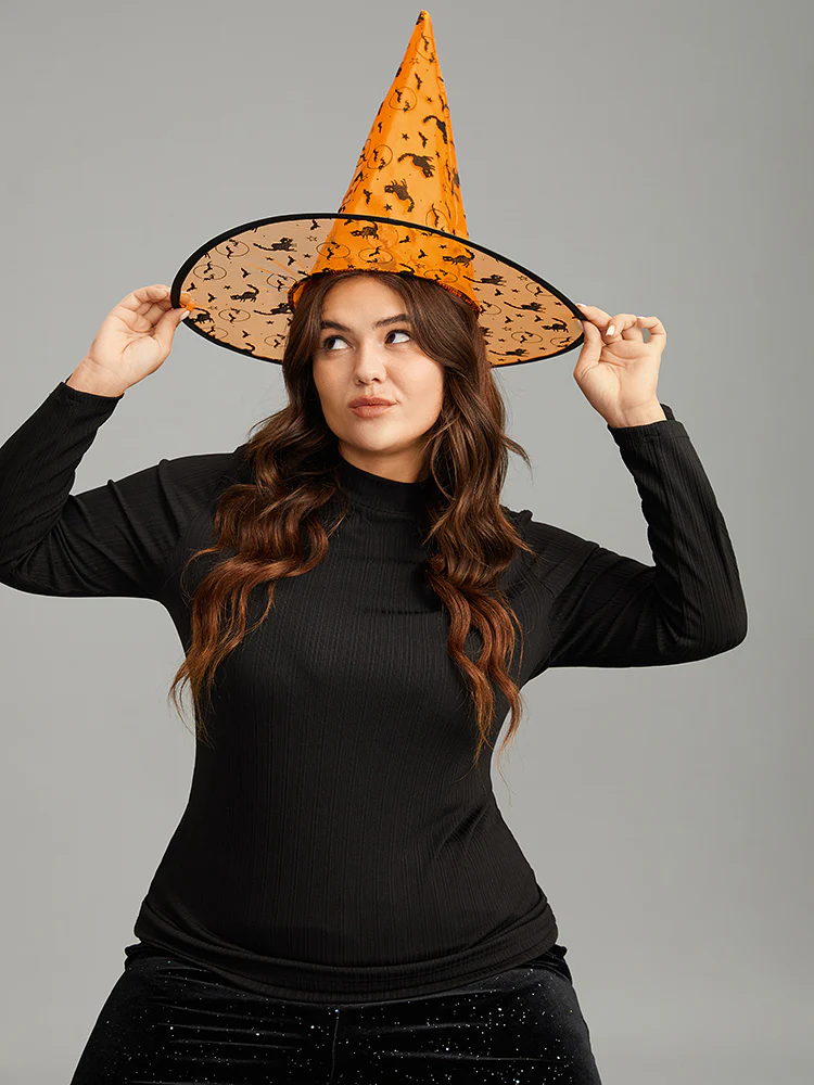 Halloween Cat Mesh Patchwork Hat - Image 5