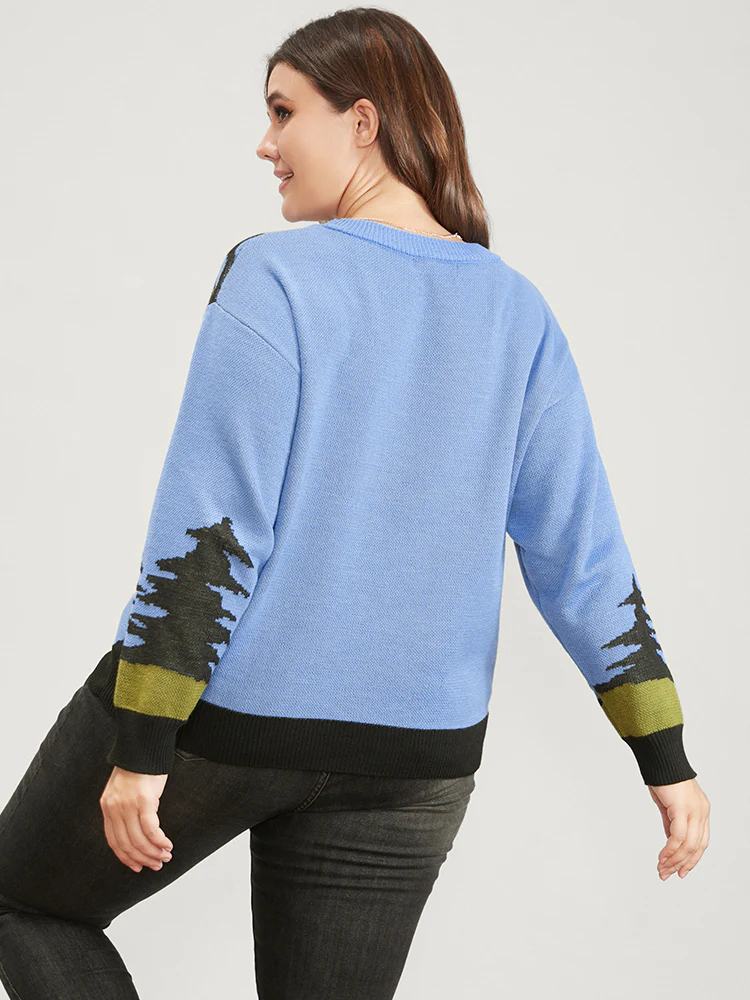 Halloween Contrast Pointelle Knit Jacquard Knit Top - Image 6