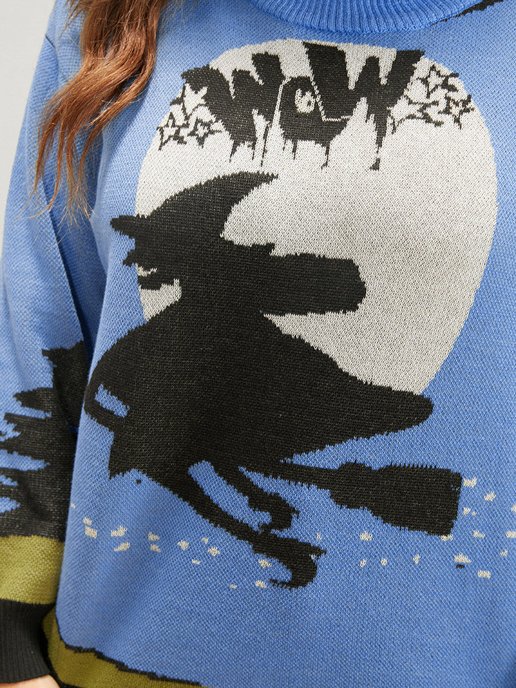 Halloween Contrast Pointelle Knit Jacquard Knit Top - Image 7