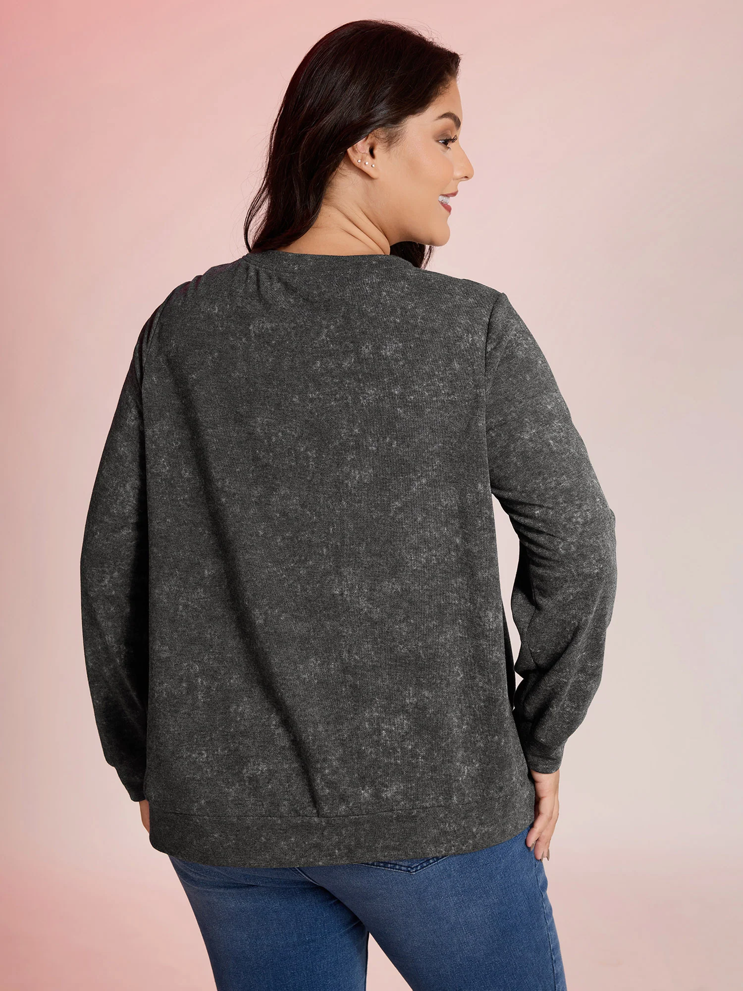 Halloween Cut-Out Neck Snowflake Effect Sweatshirt - Image 4