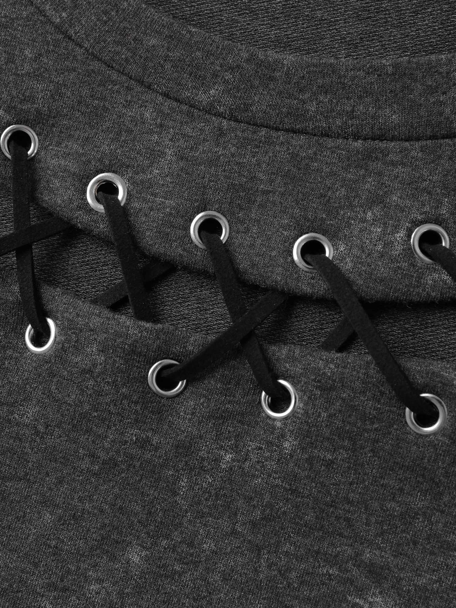 Halloween Cut-Out Neck Snowflake Effect Sweatshirt - Image 5